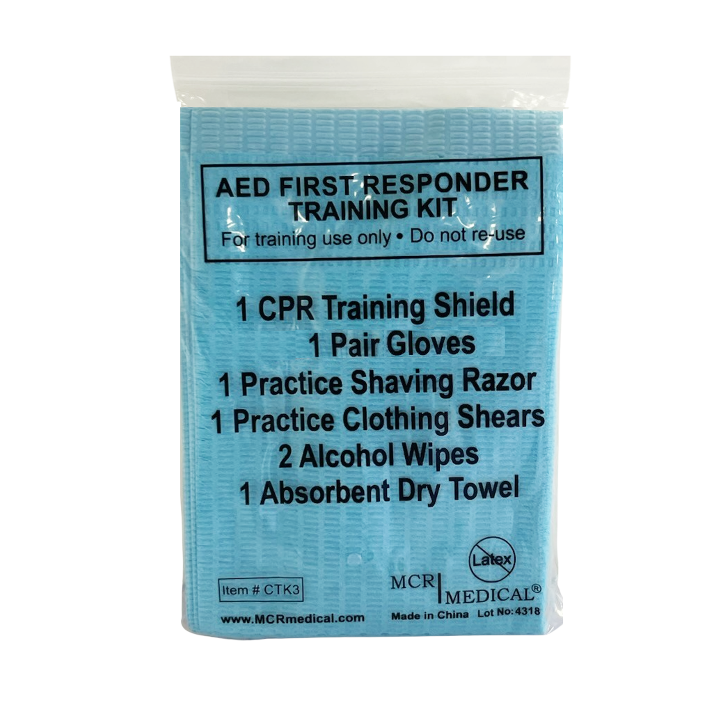 100-Pack Deluxe AED First Responder Training Kit with Simulated Razor, Scissors, & More