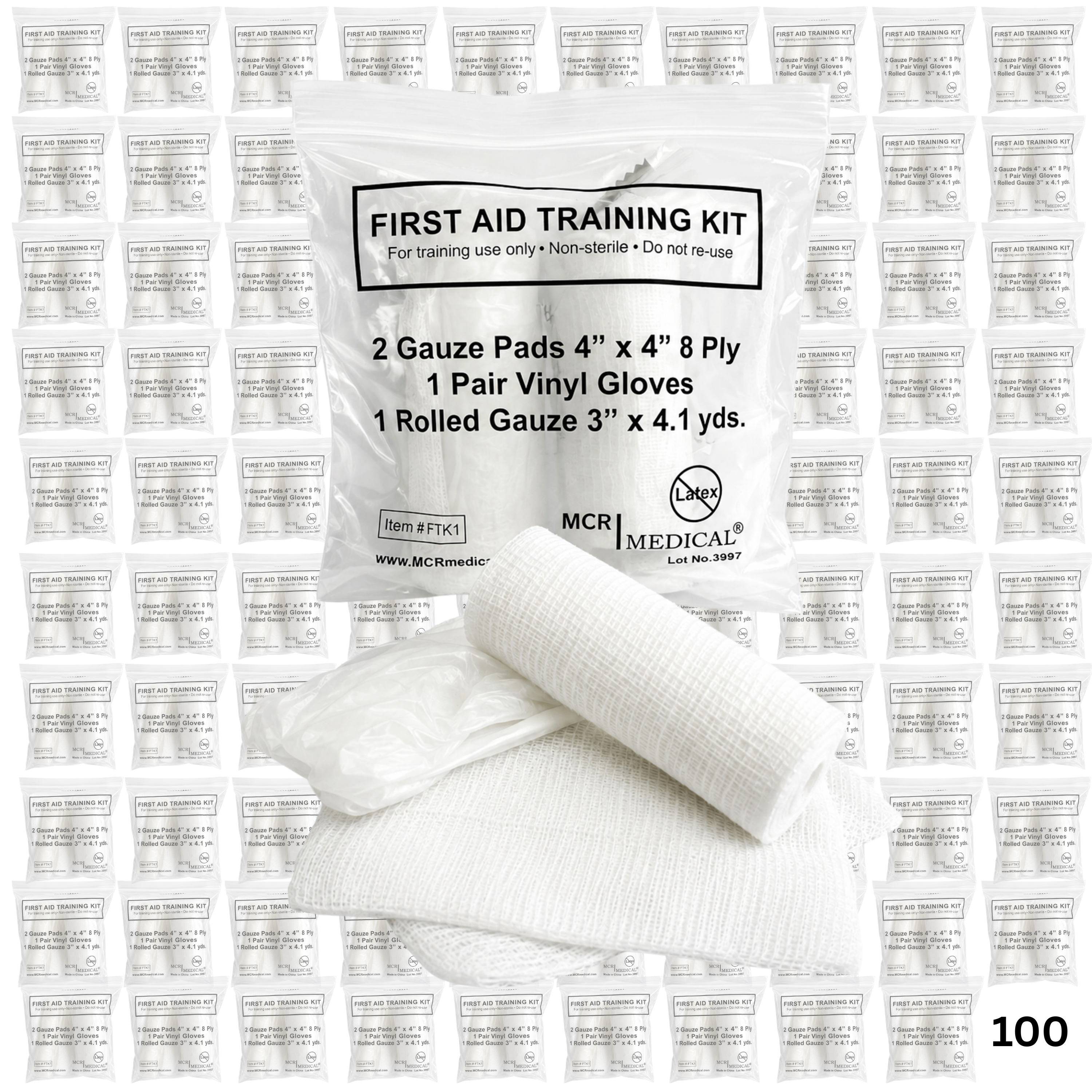Box of 100 First Aid Training Kits, Basic-MCR Medical
