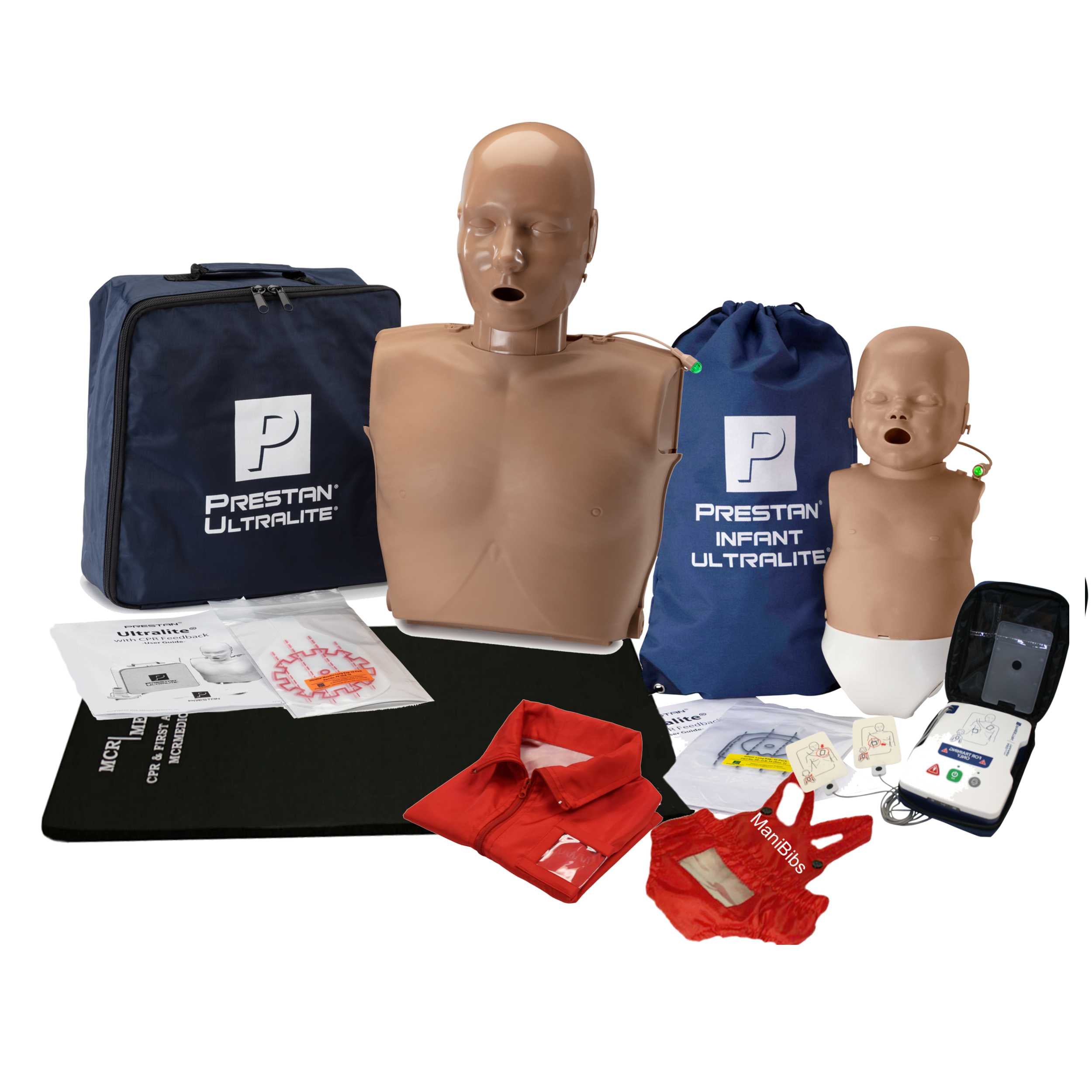 Adult & Infant CPR Manikin Bundle/Kit, UltraLite Series + AED Trainers & Acc., MCR Medical