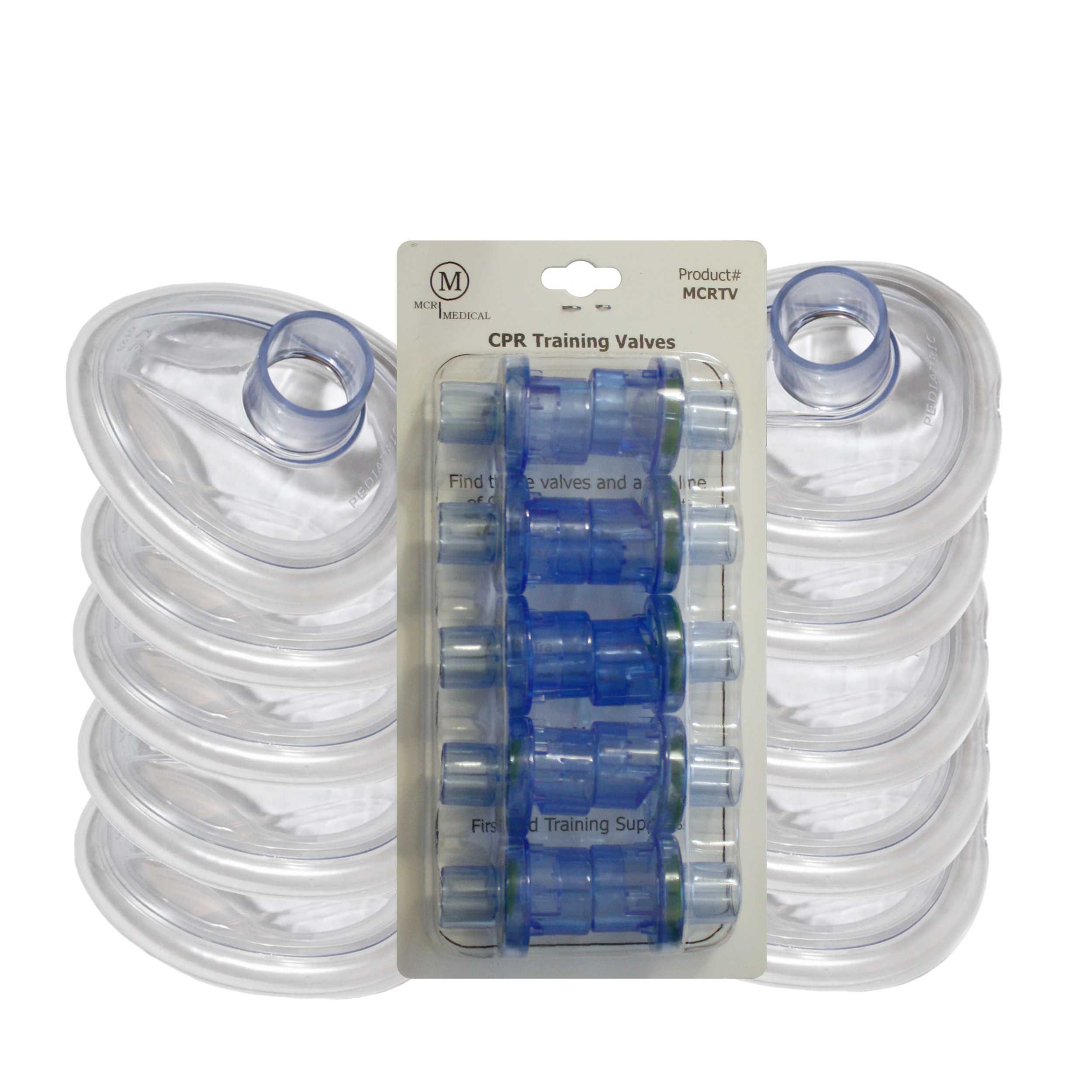 CPR Training Masks, 10-Pack + Valves, MCR Medical