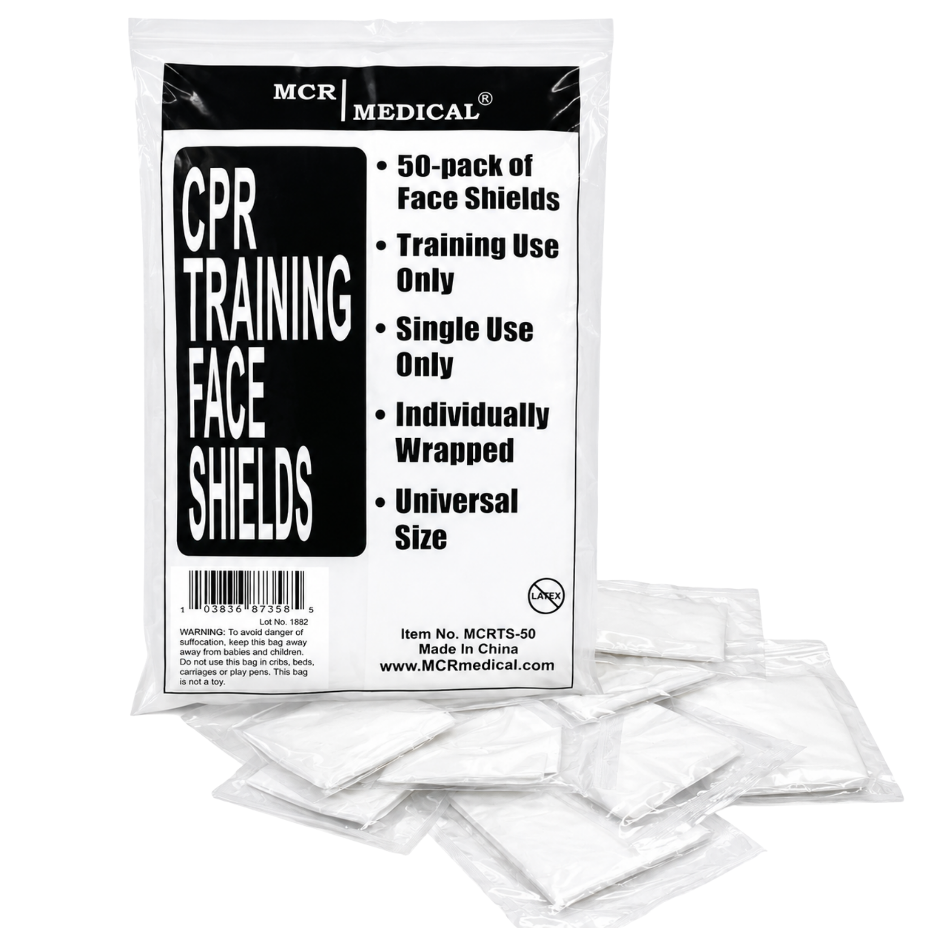 Pack of 50 CPR Practice Shields, MCR