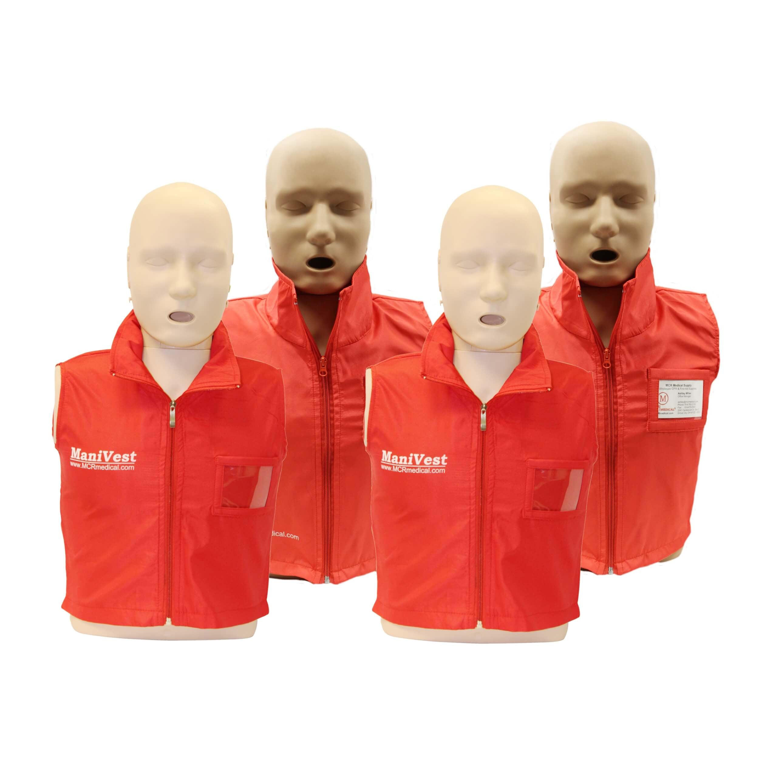MCR Medical-4 pack ManiVest on a diversity pack manikins.