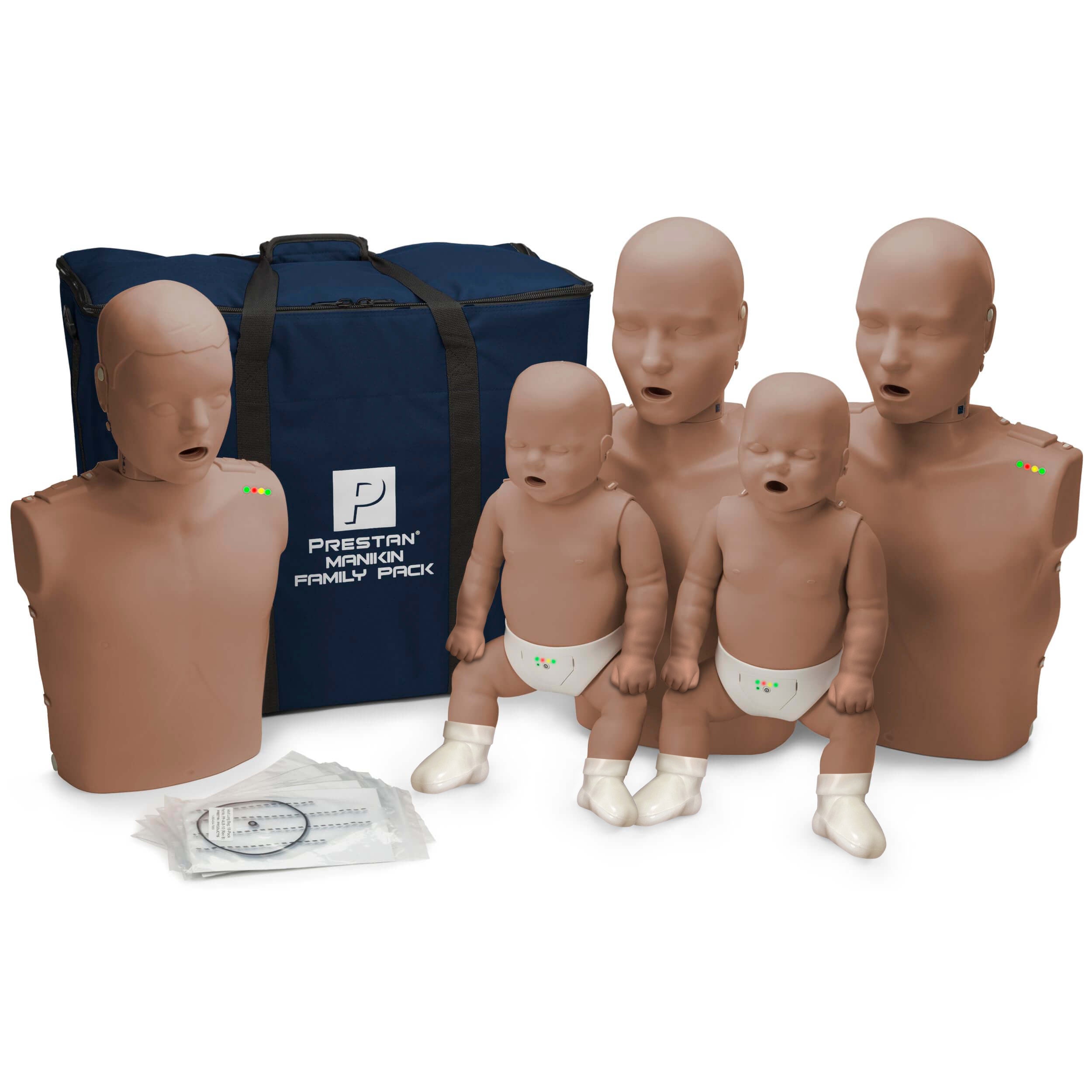 Prestan Family Pack CPR Manikins, WITH Feedback, DARK TONE, PP-FM-500M-DS