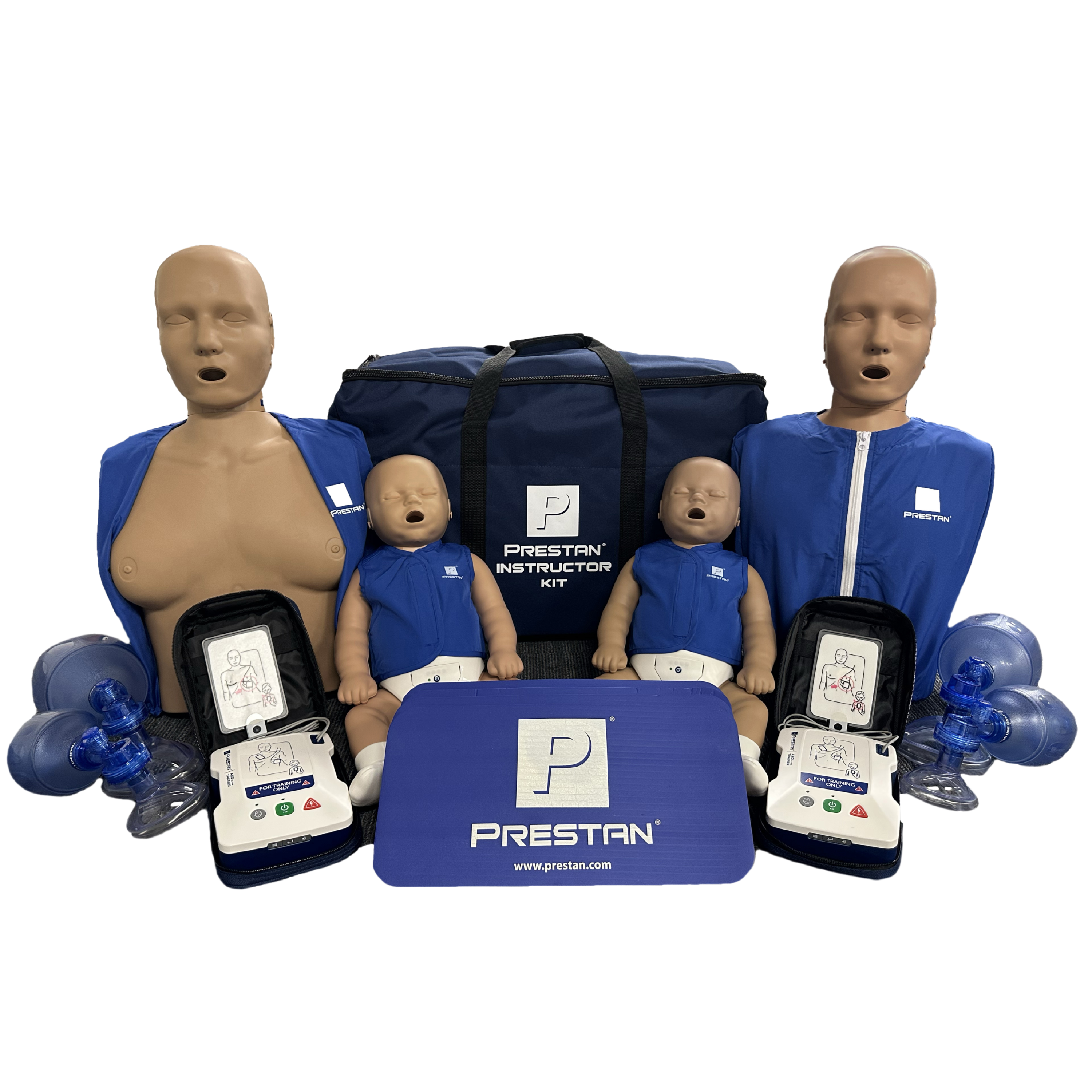 Instructor Trainer Kit (1-Adult, 1-Female, 2-Infant, 2-AED UltraTrainers, & Accessories, Dark Tone)
