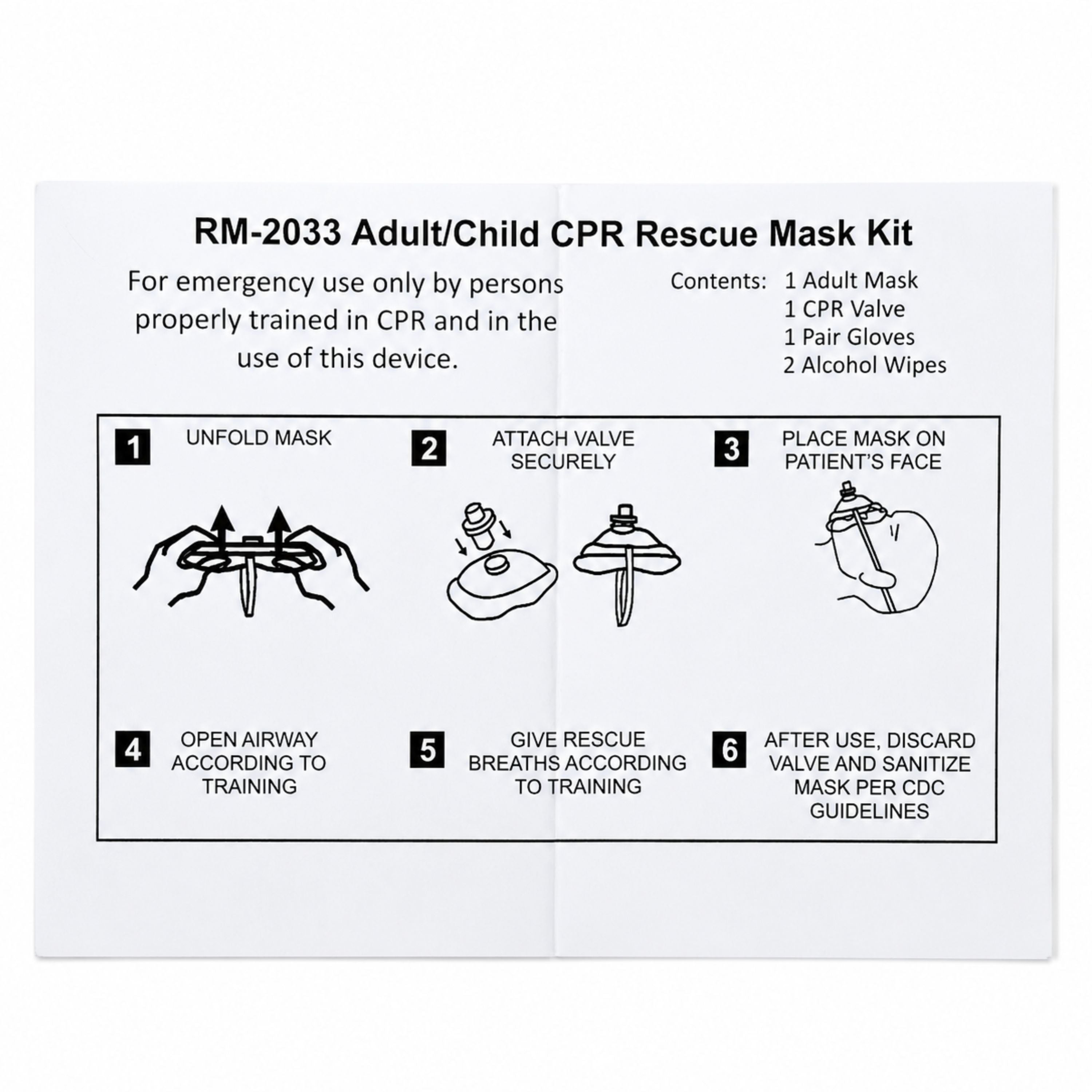 CPR Rescue Mask, Adult/Child, Hard Case w Wrist Strap, MCR