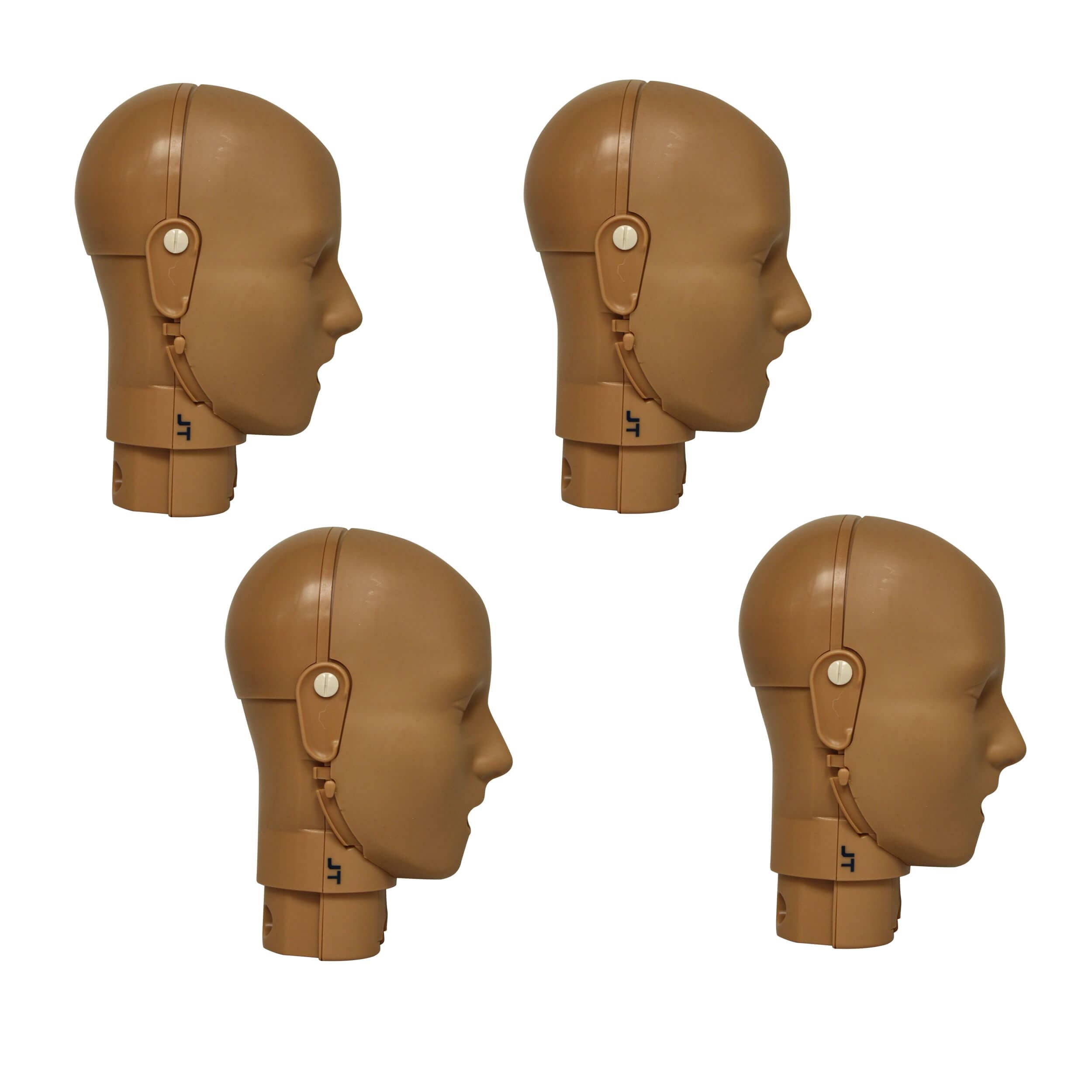 4-Pack Prestan Adult Jaw Thrust CPR Manikin Heads, DARK SKIN, RPP-JTHEAD-4-DS