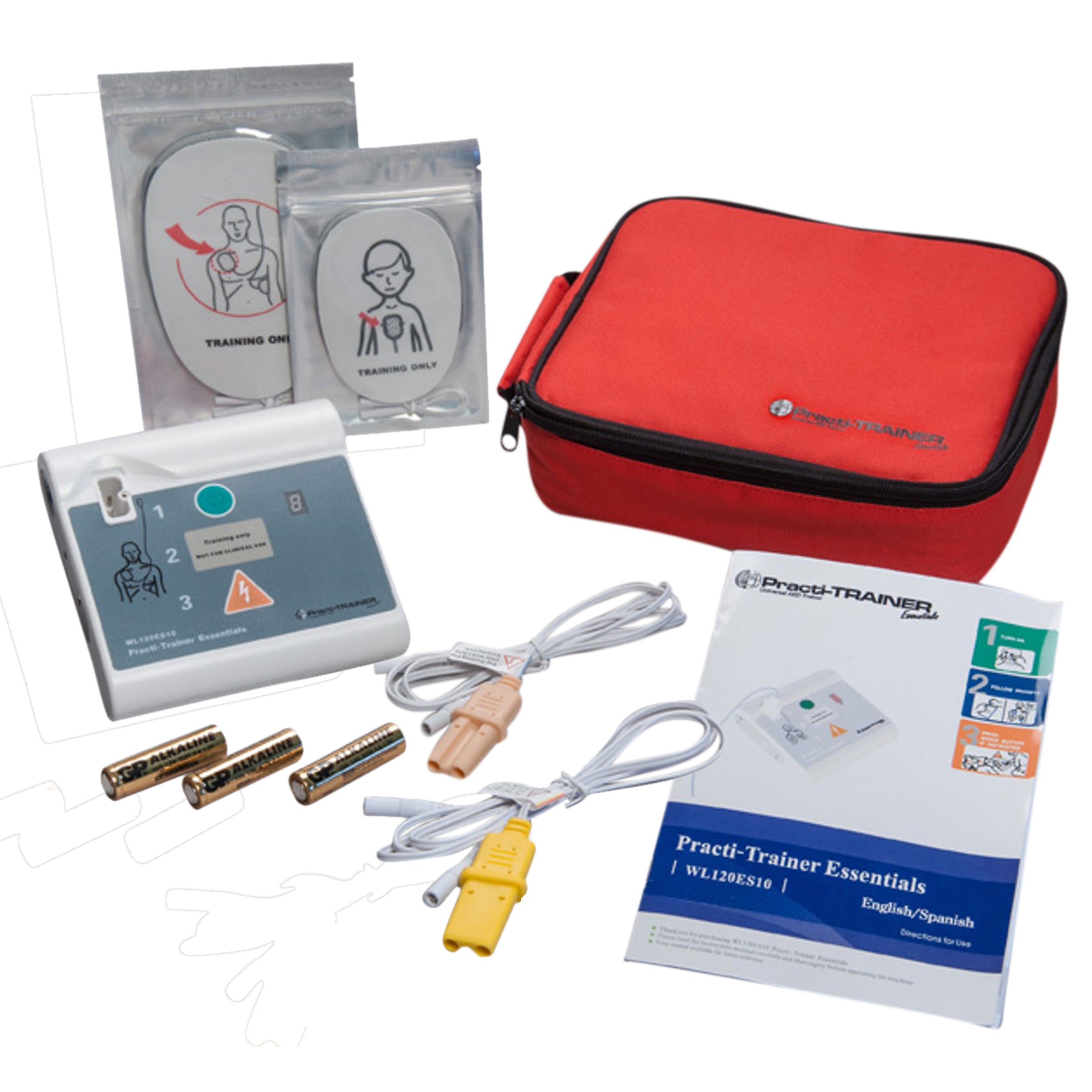 CPR Training Kit w. Adult Manikin WITH Feedback & AED Practi-Trainer Essentials, DARK TONE