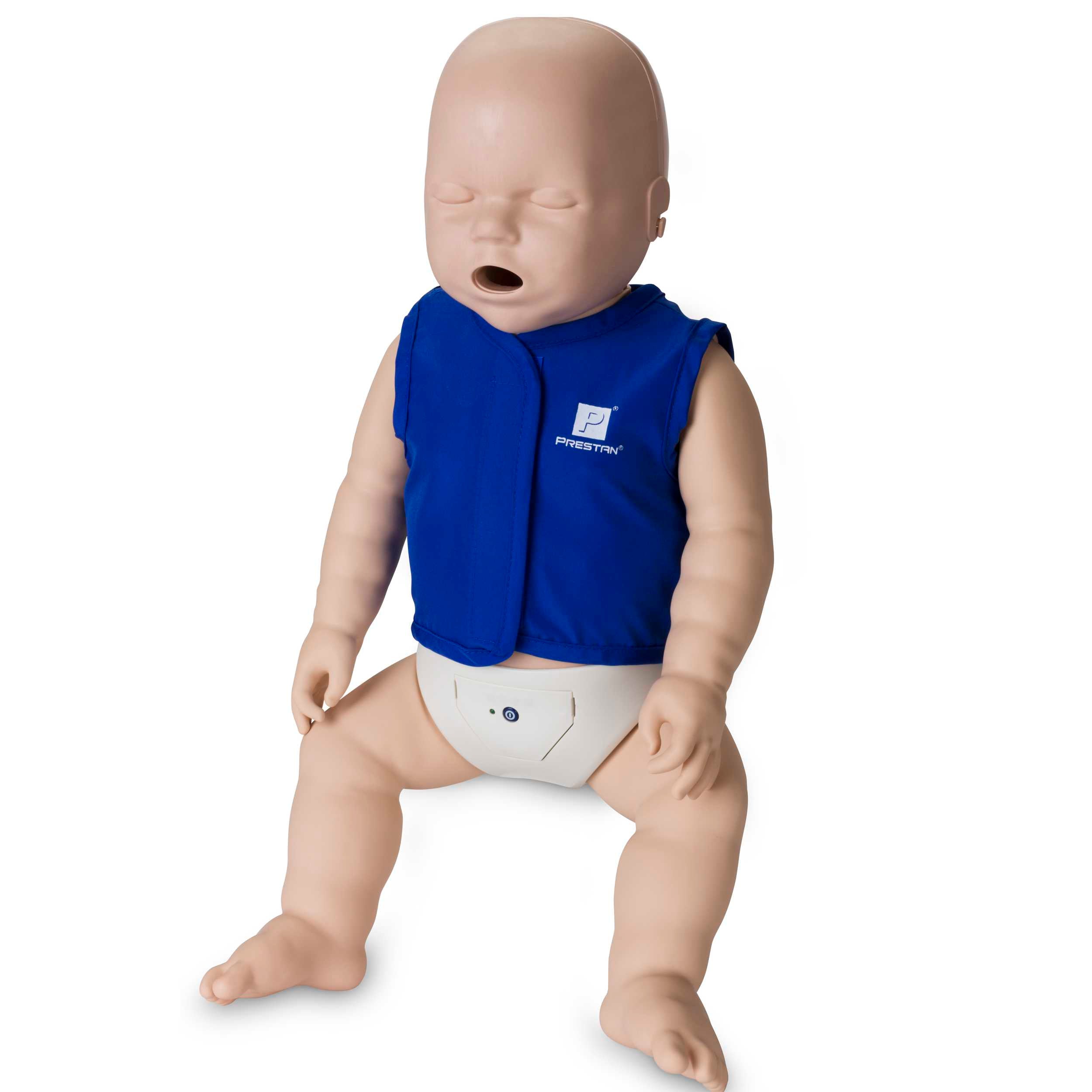 PRESTAN-blue infant vest-shirt on cpr manikin
