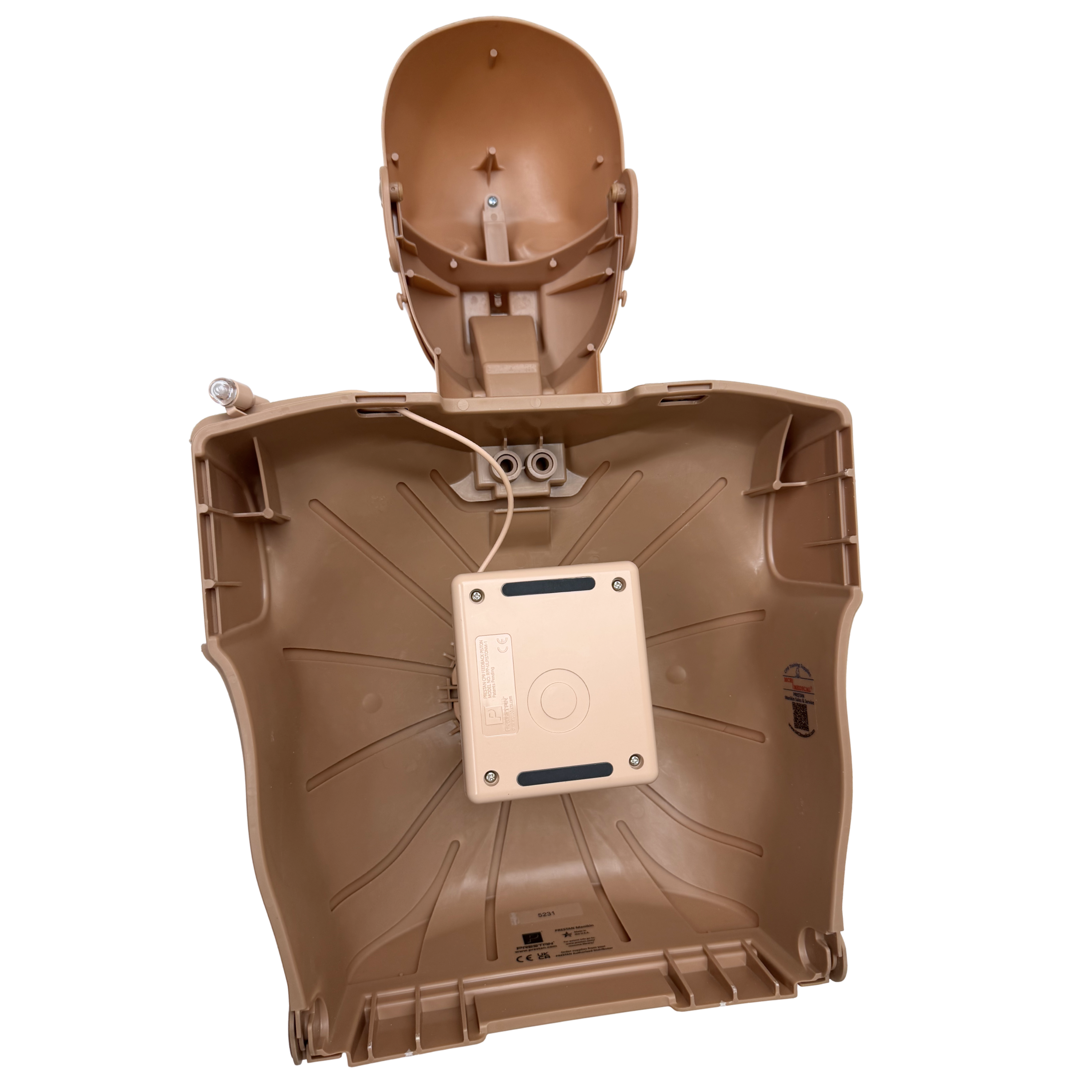 PRESTAN-Ultralite- Dark tone adult manikin-back view with piston and feedback cable