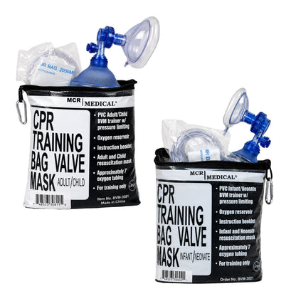 CPR Training Bag Valve Mask (BVM) Adult/Child and Infant/Neonate In Mesh Bag