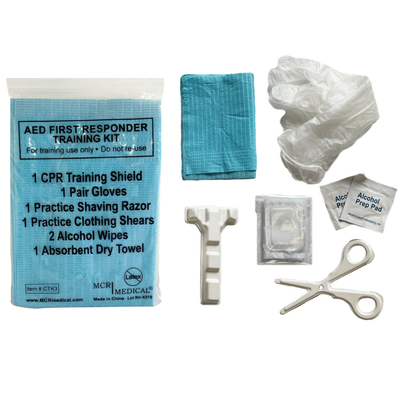 100-Pack Deluxe AED First Responder Training Kit with Simulated Razor, Scissors, & More