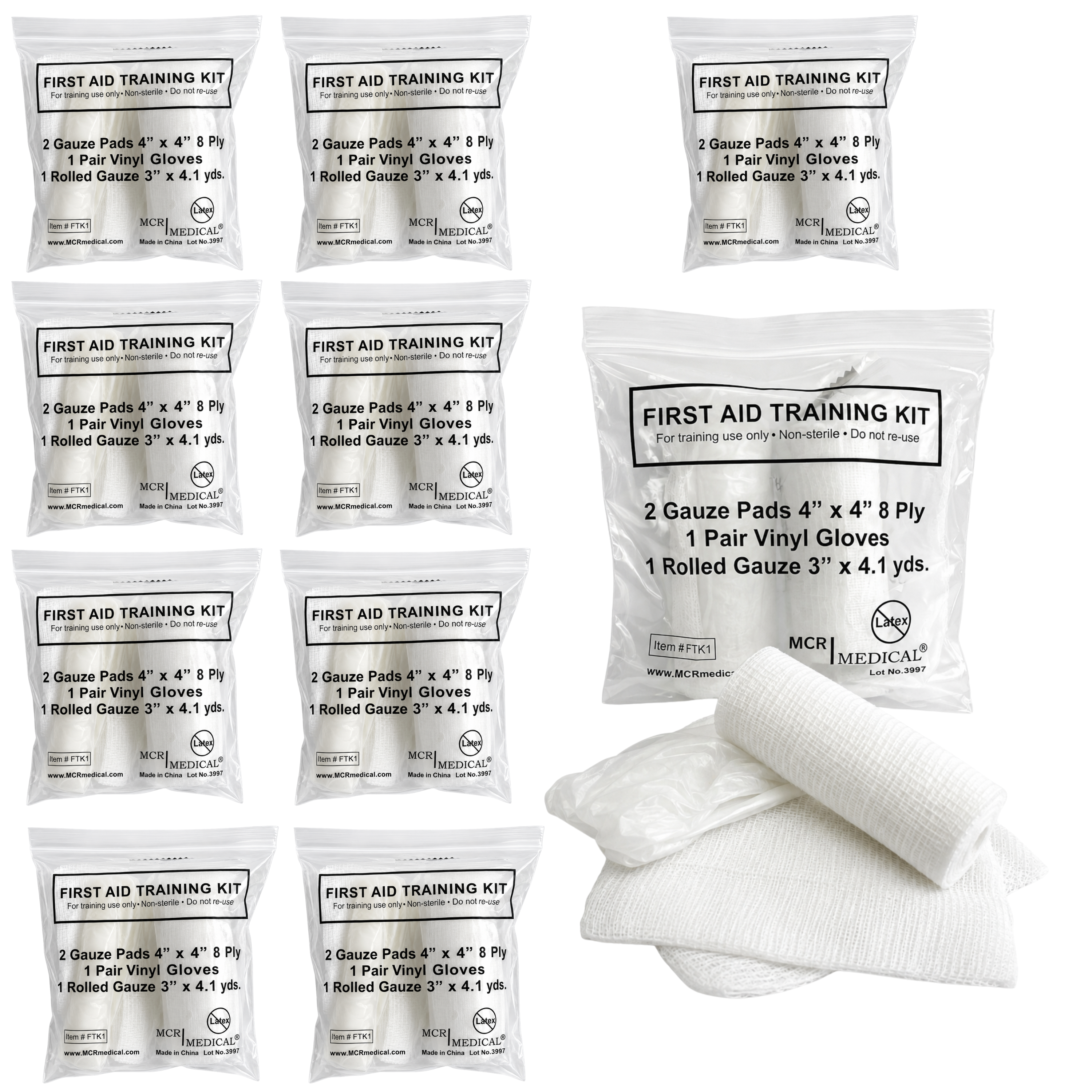 Pack of 10 First Aid Training Kits, Basic-MCR Medical