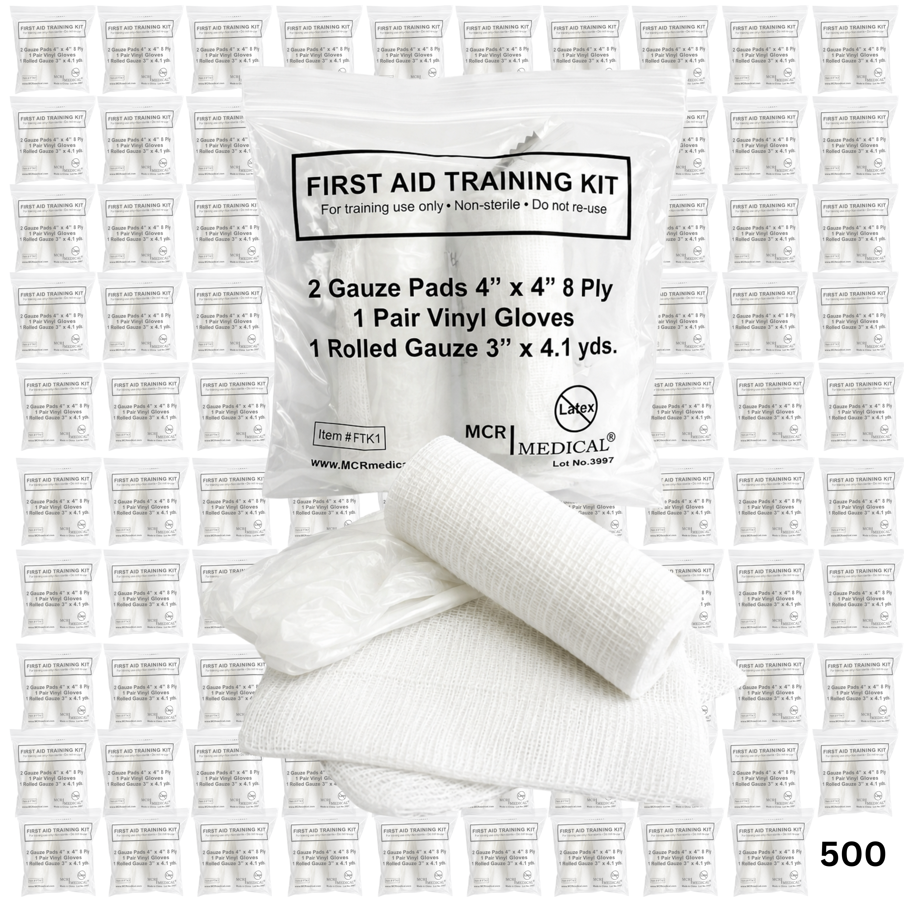 Case of 500  First Aid Training Kits, Basic-MCR Medical