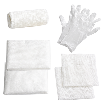 Box of 100 First Aid Training Kits w. 2 Non-Woven Triangular Bandages
