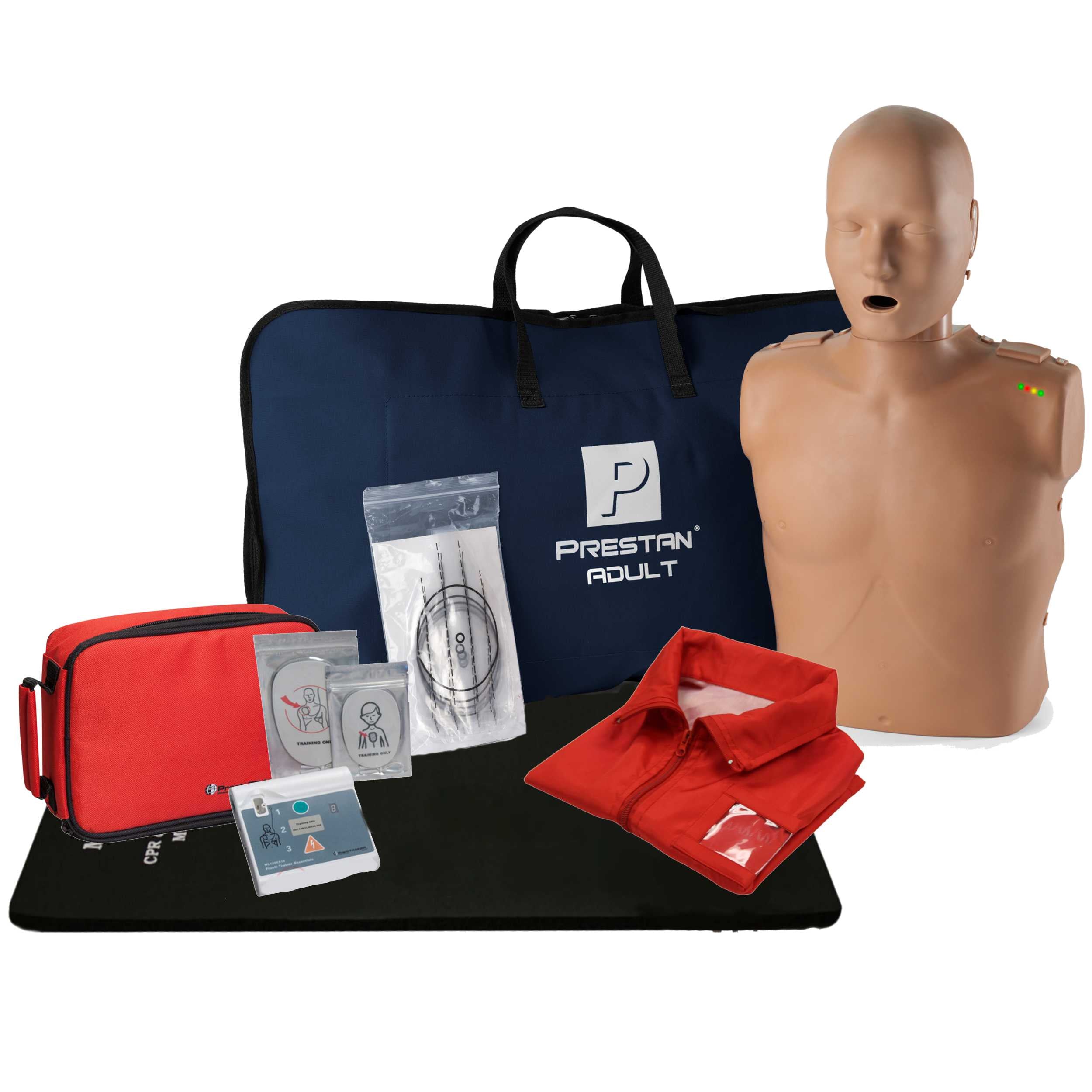 CPR Training Kit w. Adult Manikin WITH Feedback & AED Practi-Trainer Essentials, DARK TONE