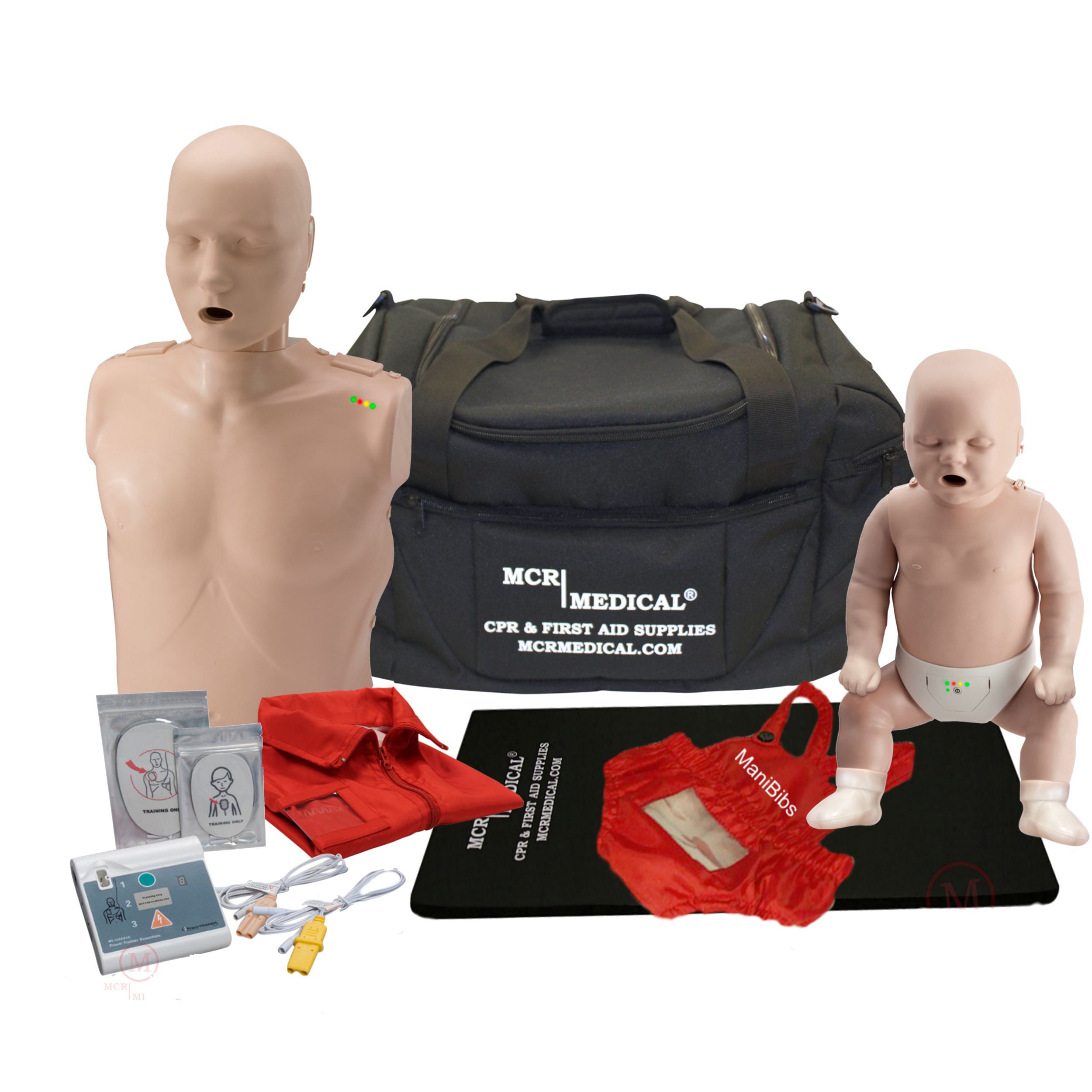 CPR Training Kit w. Adult & Infant Manikin with Feedback, AED UltraTrainer, & CarryAll-S