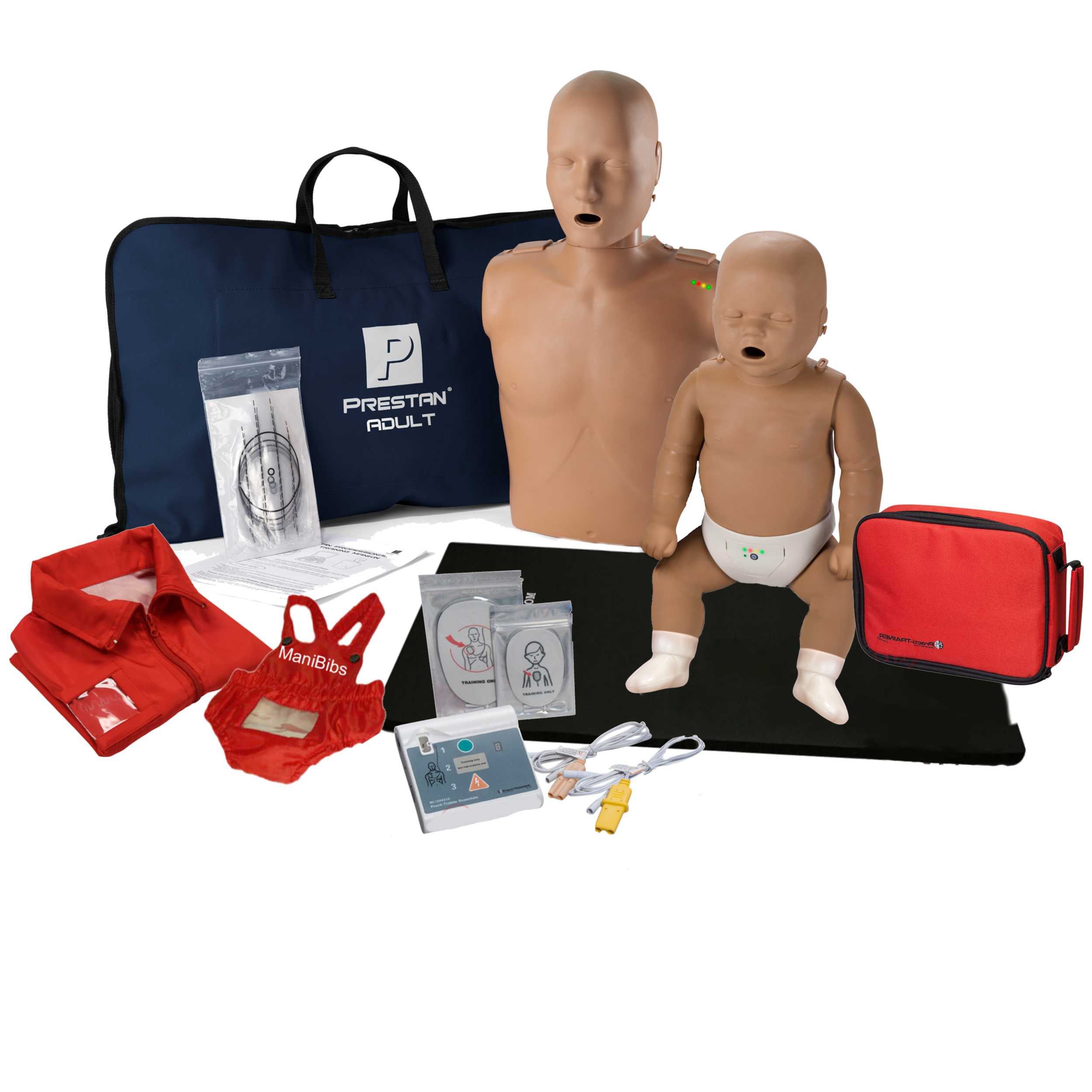 CPR Training Kit w. Adult & Infant Manikin WITH Feedback & AED Practi-Trainer Essentials, DARK TONE