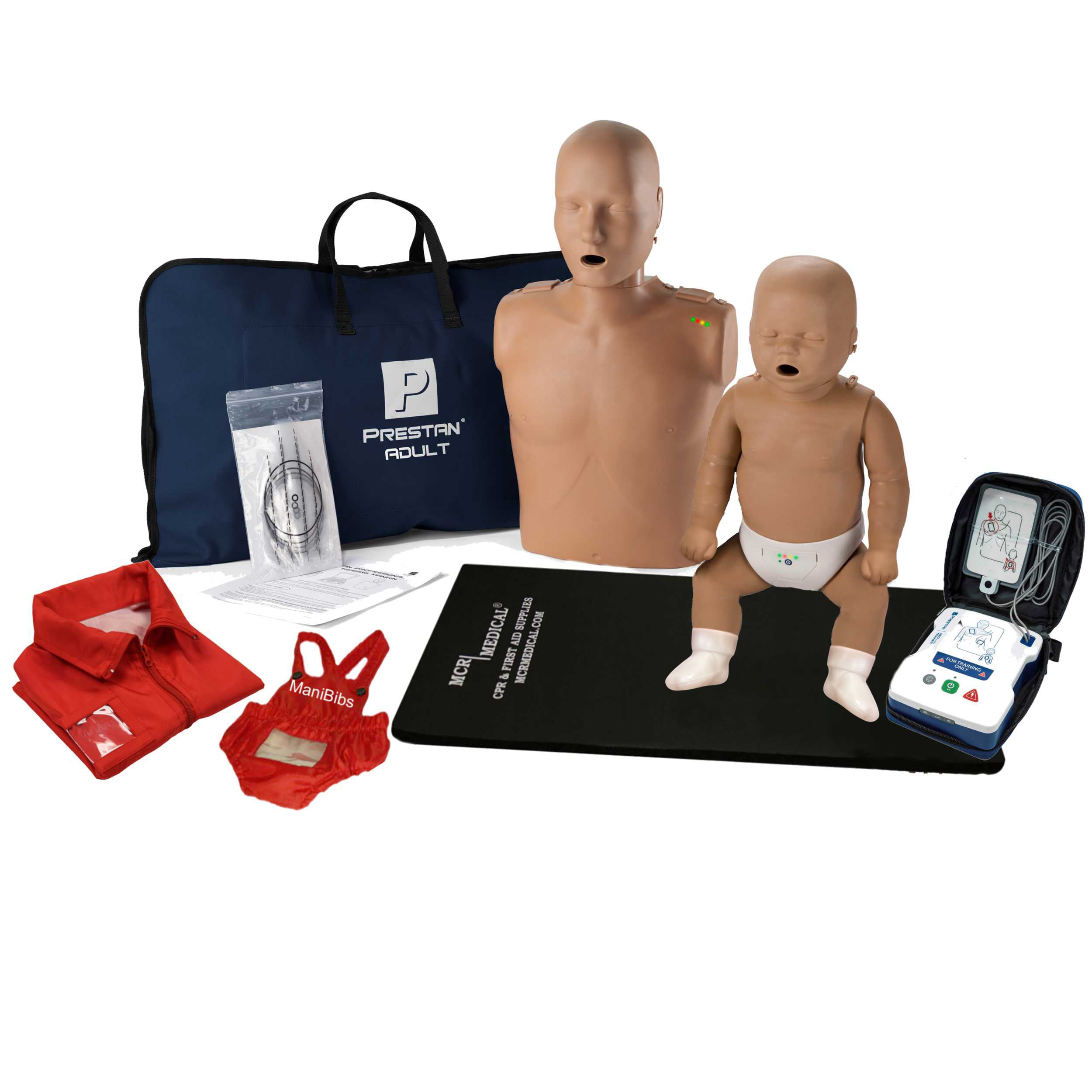 CPR Training Kit w. Adult & Infant Manikin WITH Feedback & AED UltraTrainer, DARK TONE