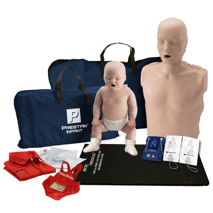 MCR Professional Manikin Training Kit: One Adult & One Infant PRESTAN Manikin, One AED Raizor Trainer, and MCR Exclusive Accessories (Medium Tone)