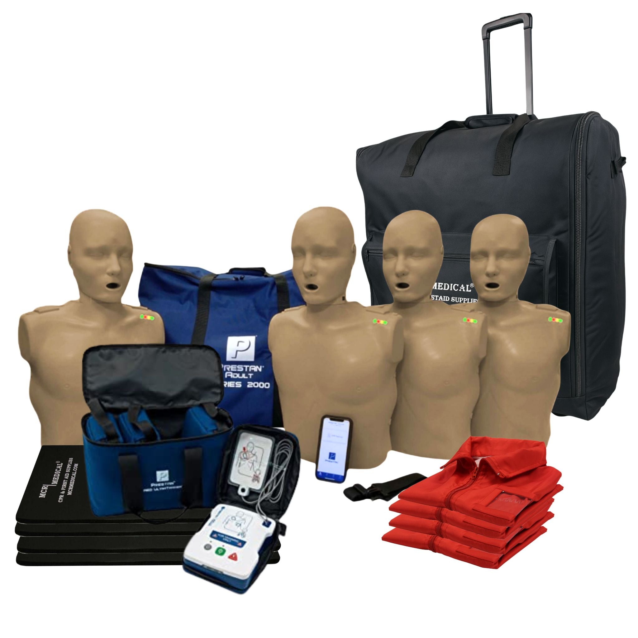 Prestan Series 2000 Kit w/ 4 adult manikins & accessories,  Dark Tone