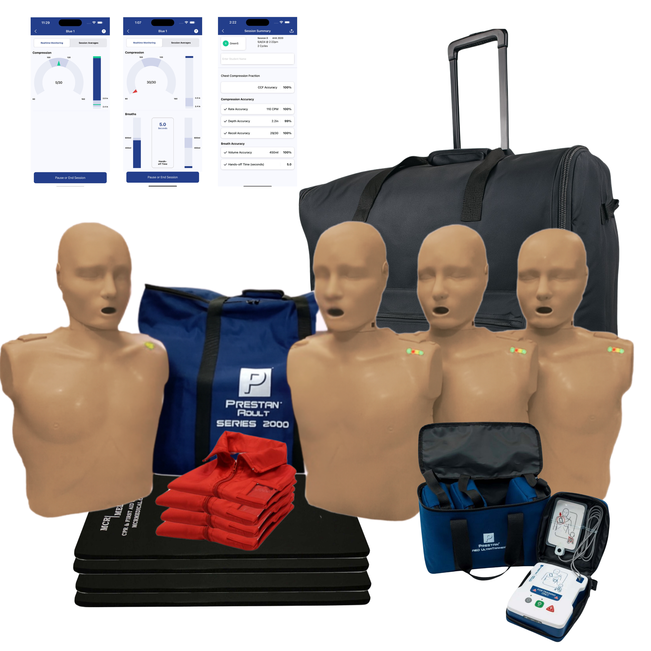 Prestan Series 2000 Kit w/ 4 adult manikins & accessories,  Dark Tone