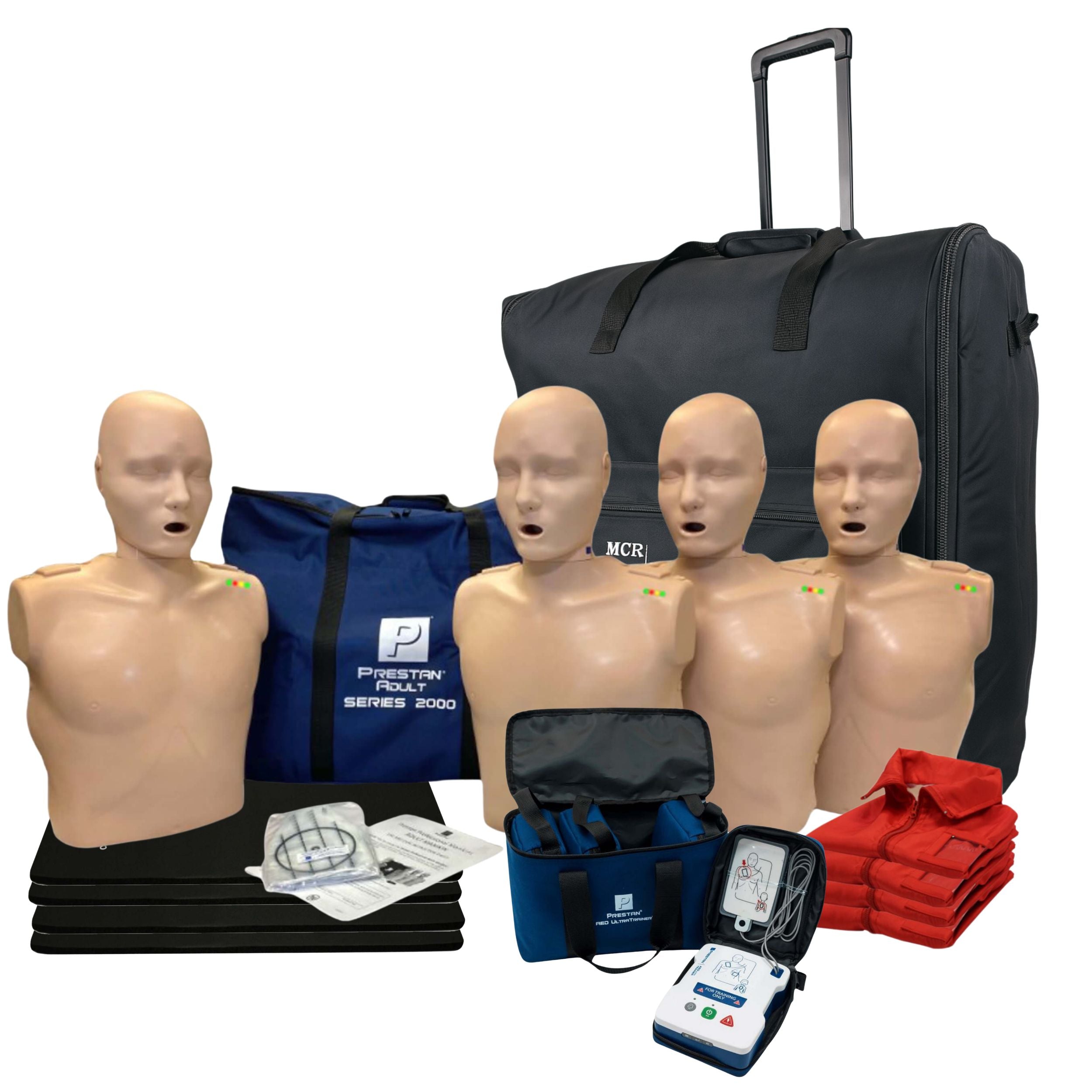 Series 2000 CPR Manikin Kit, 4-Pack Adult with Advanced Feedback, AED UltraTrainers, CarryAll-L