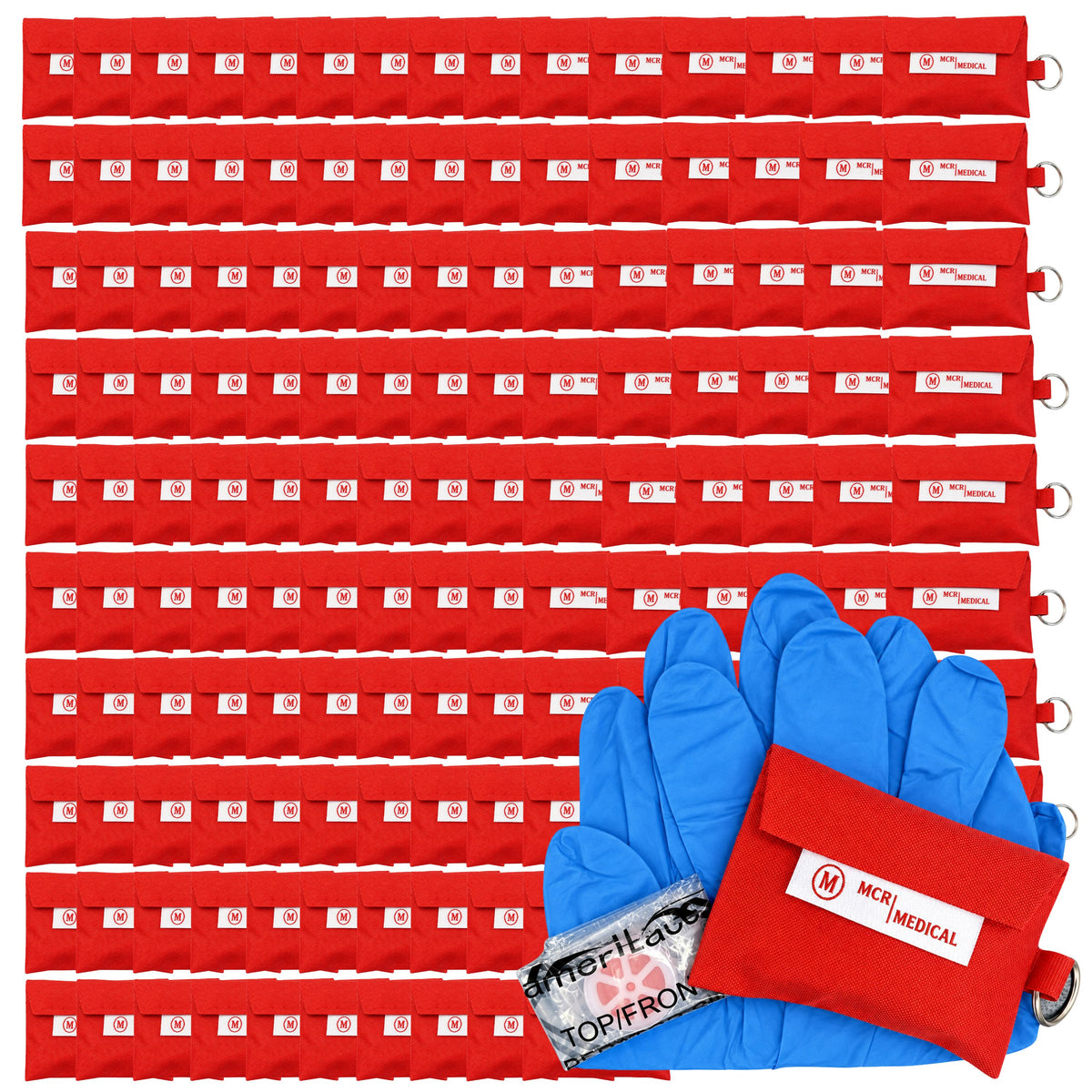 Case of 250 CPR Mask Keychains with Gloves, MCR Medical