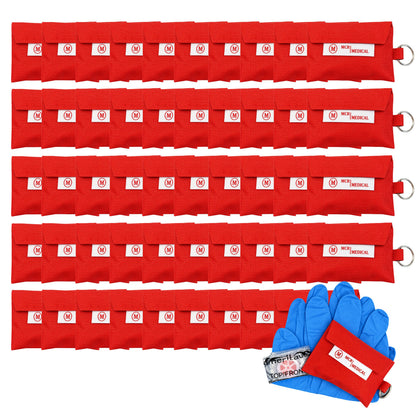 50-Pack of CPR Mask Keychains with Gloves, MCR Medical