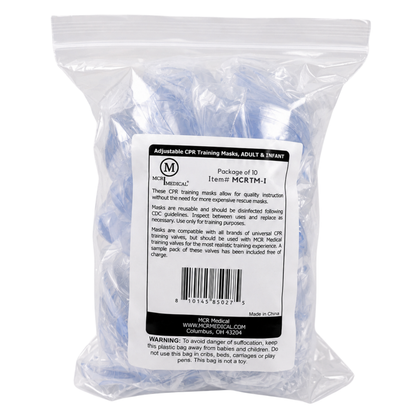 Pack of 10 INFANT Training CPR Masks with FREE Valves, MCR Medical