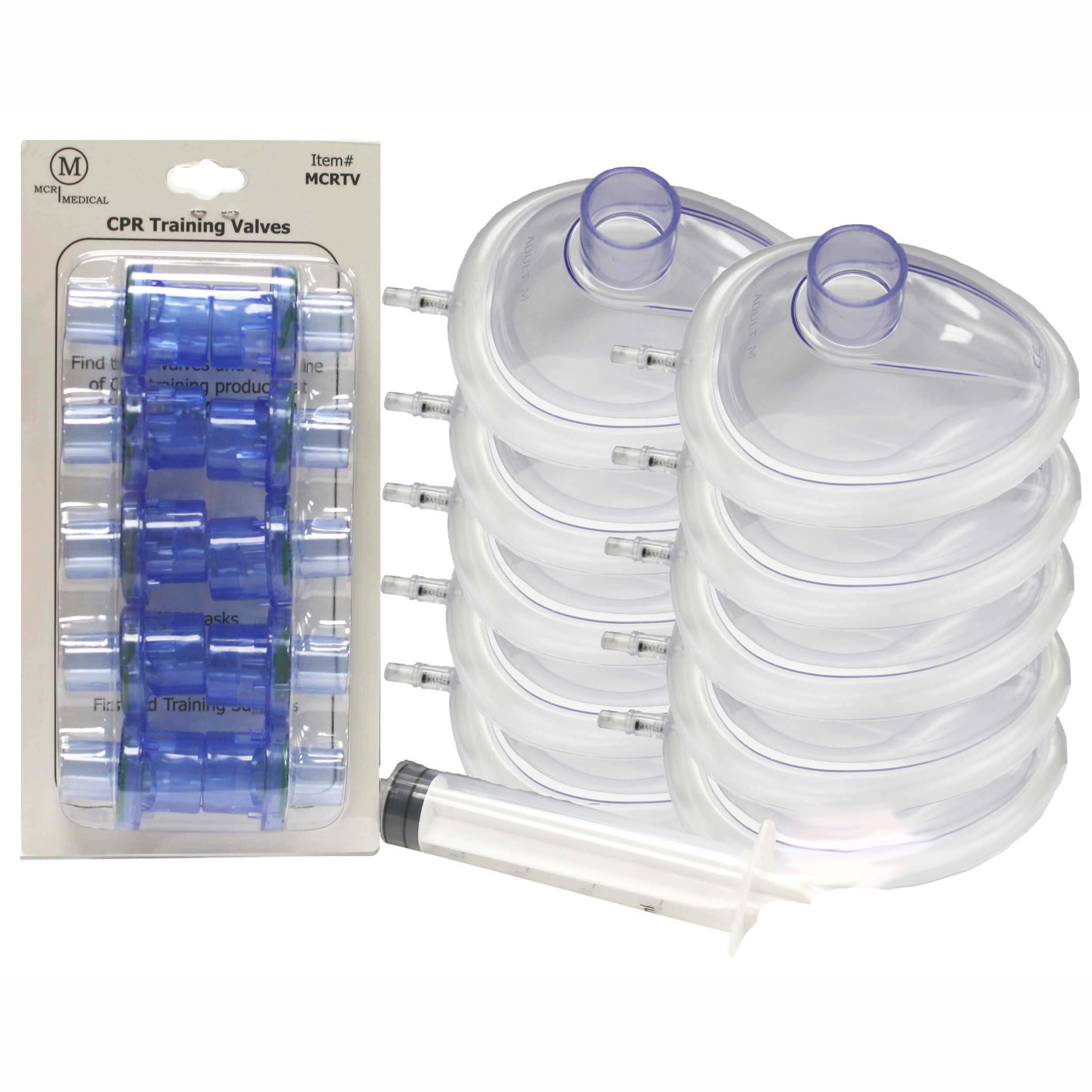 Pack of 10 Adjustable Adult Training CPR Masks, MCR Medical