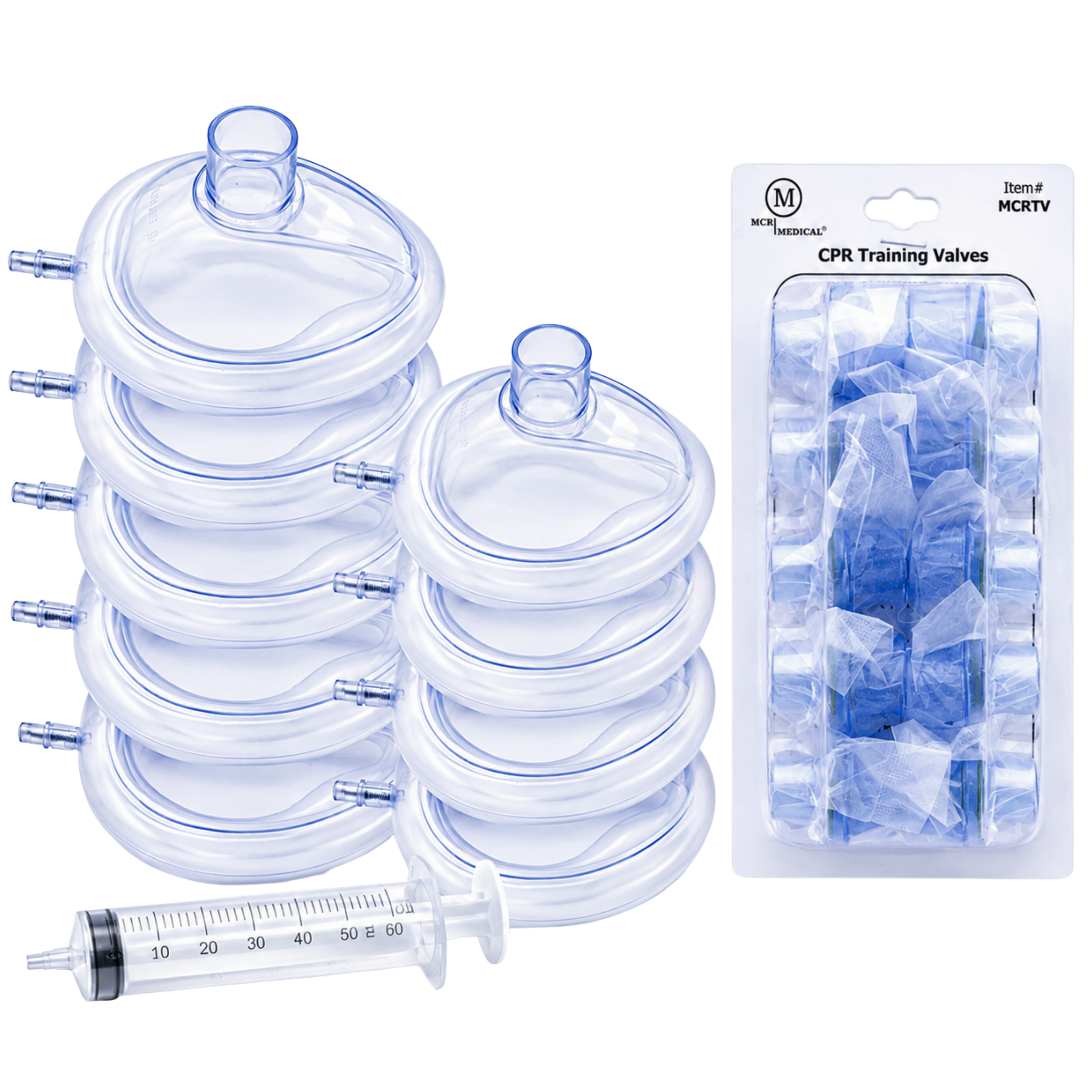 Combo Pack of CPR Training Masks, 5 Adult & 5 Infant with Valves, MCR Medical