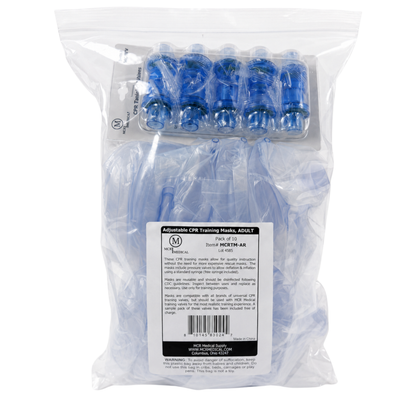 Pack of 10 Adjustable Adult Training CPR Masks, MCR Medical