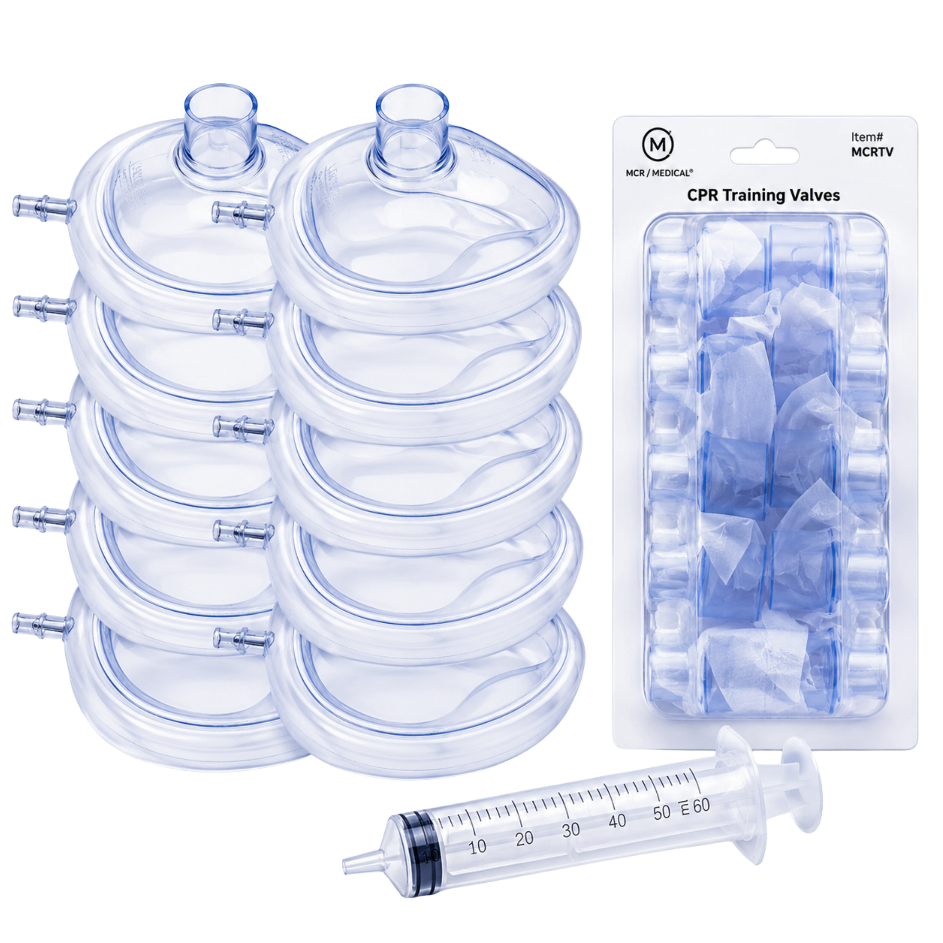 Pack of 10 Adjustable Adult Training CPR Masks, MCR Medical