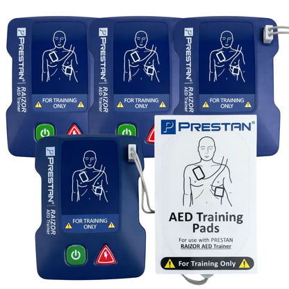 MCR Ultralite CPR Training Kit: 4 Adult PRESTAN Manikins, 4 AED Raizor Trainers, & MCR Accessories (Medium Tone)