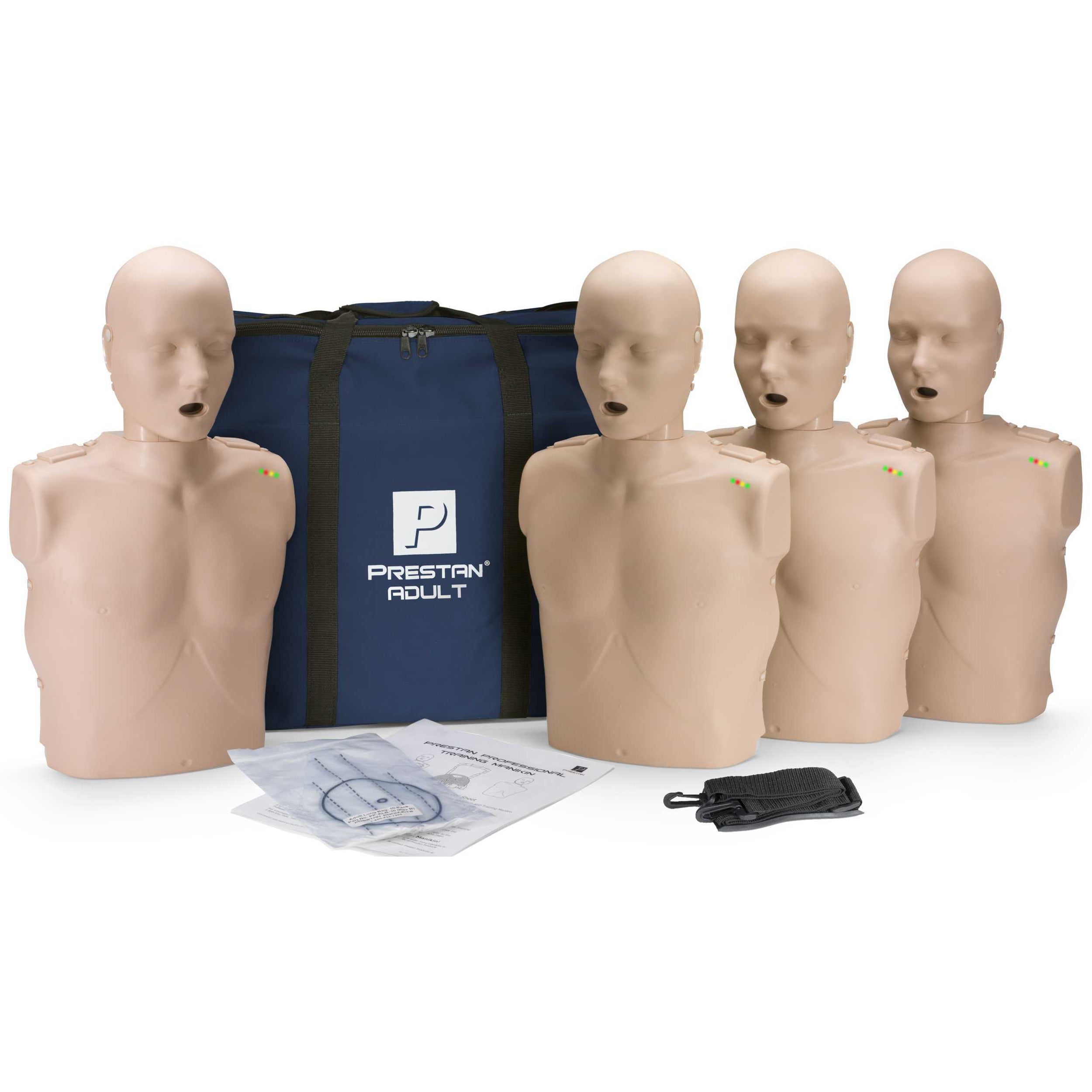 4-Pack Adult CPR Manikin WITH Feedback, MEDIUM TONE, Prestan PP-AM-400M-MS