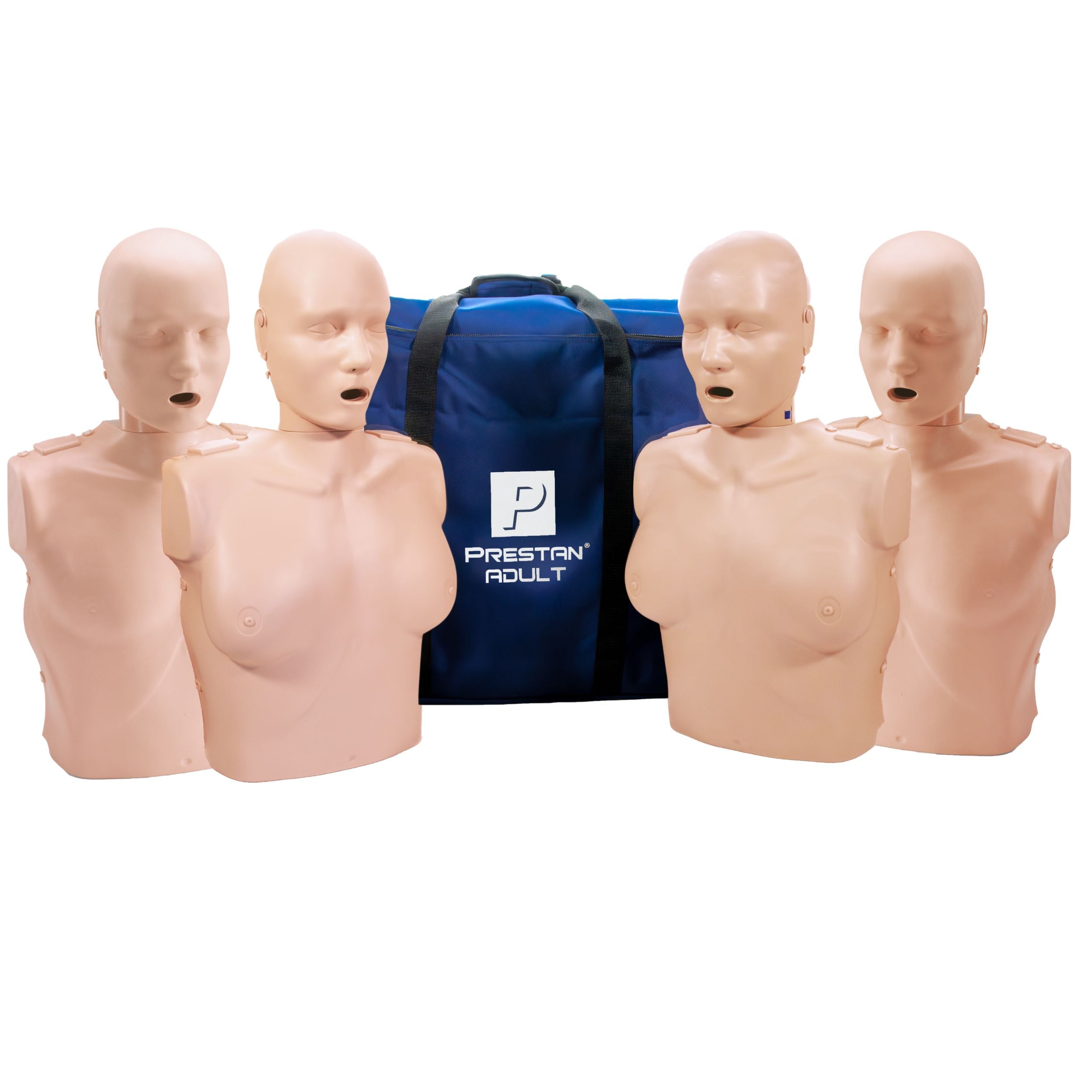 4-Pack Adult and Female CPR Manikin WITH Feedback, MEDIUM TONE, Prestan PP-AM-401M-MS