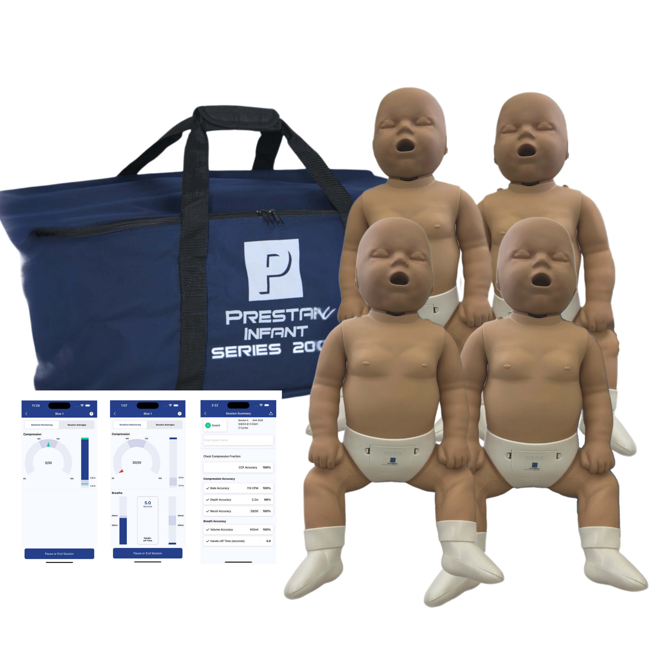 Series 2000 4-pack Infant CPR Manikins with Advanced Feedback, DARK TONE, PRESTAN