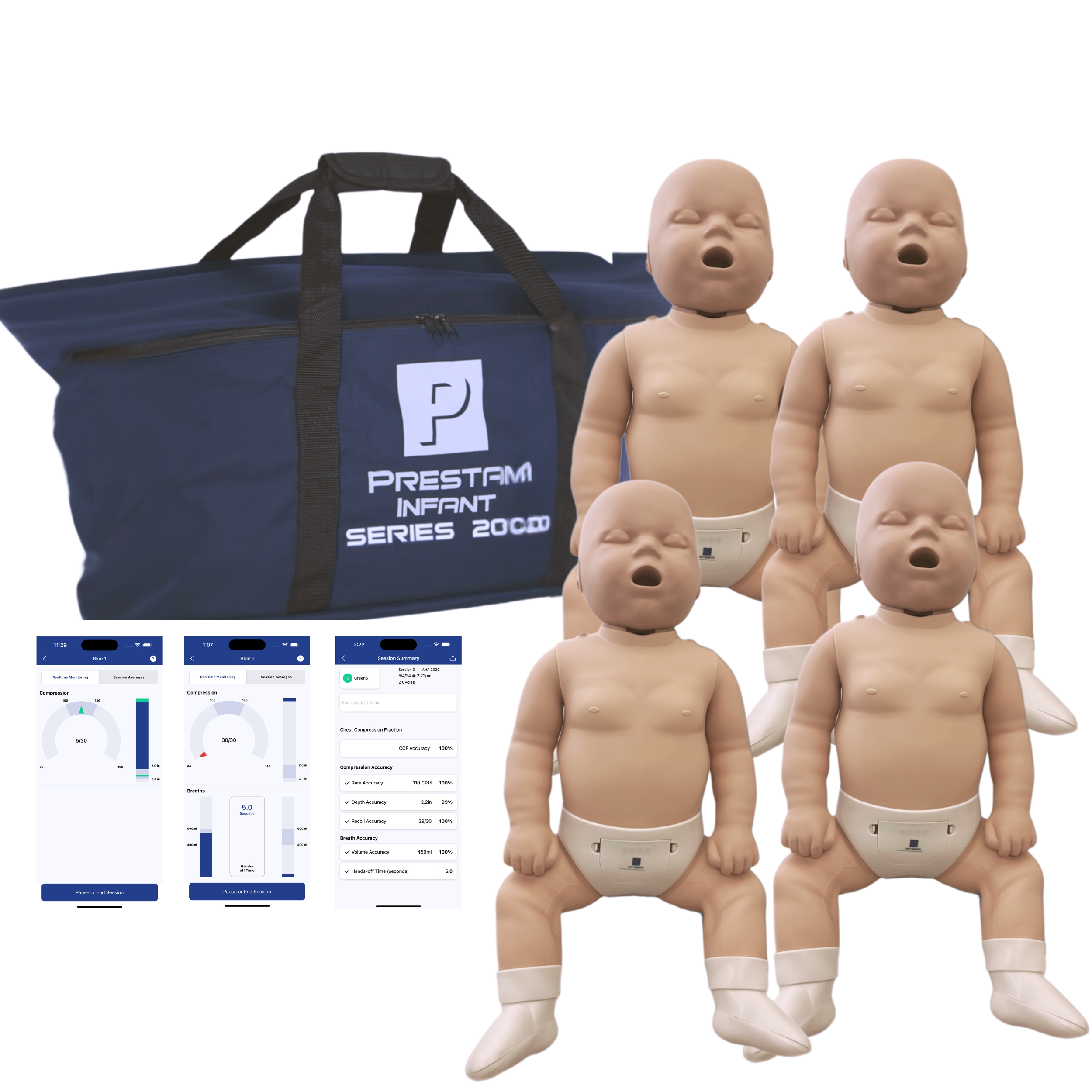 Series 2000 4-pack Infant CPR Manikins with Advanced Feedback, MEDIUM TONE, PRESTAN