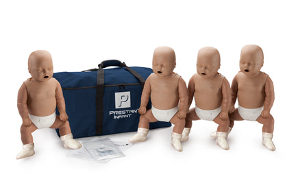 CPR Manikin 4-Pack Adult and 4-Pack Infant w. Feedback Dark Tone, AED UltraTrainers, Carry Bag w. Wheels