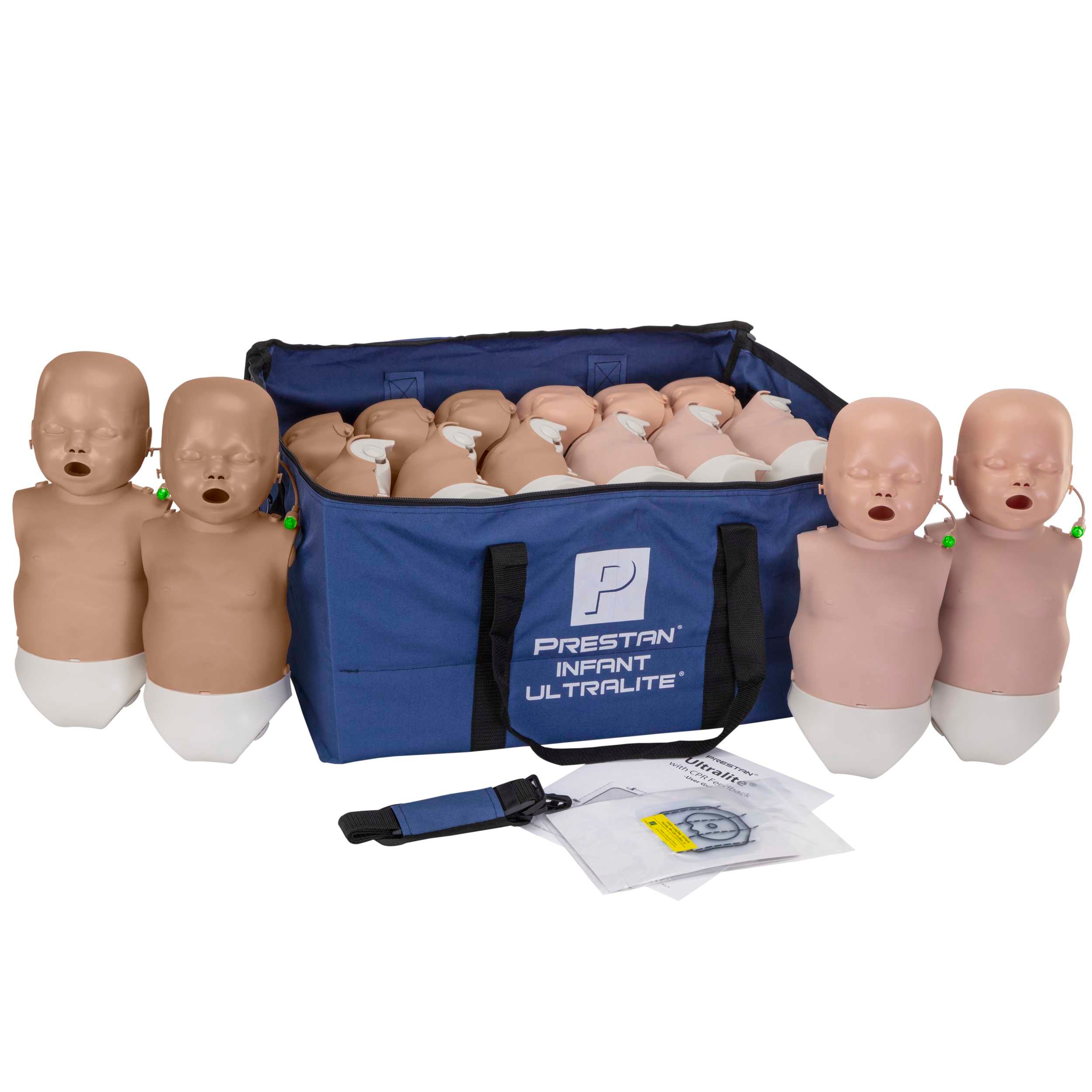 Prestan Ultralite CPR Manikins, Infant Diversity Kit 12-Pack with Feedback