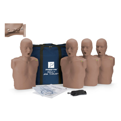4-Pack Adult Jaw Thrust CPR Manikins WITH Feedback, DARK TONE, Prestan PP-JTM-400M-DS