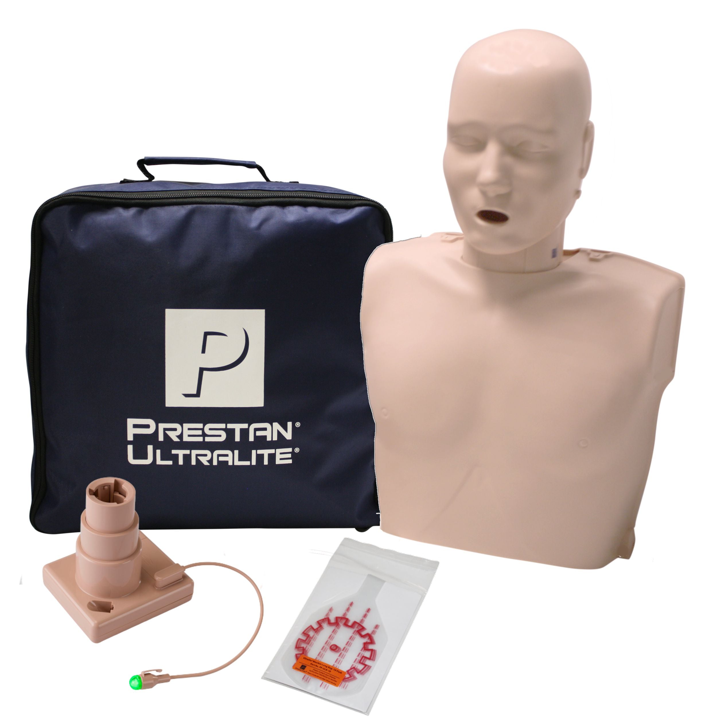 MCR CPR Ultralite Training Kit: 1 PRESTAN Ultralite Adult Manikin, AED Raizor Trainer, & MCR Accessories (Medium Tone)