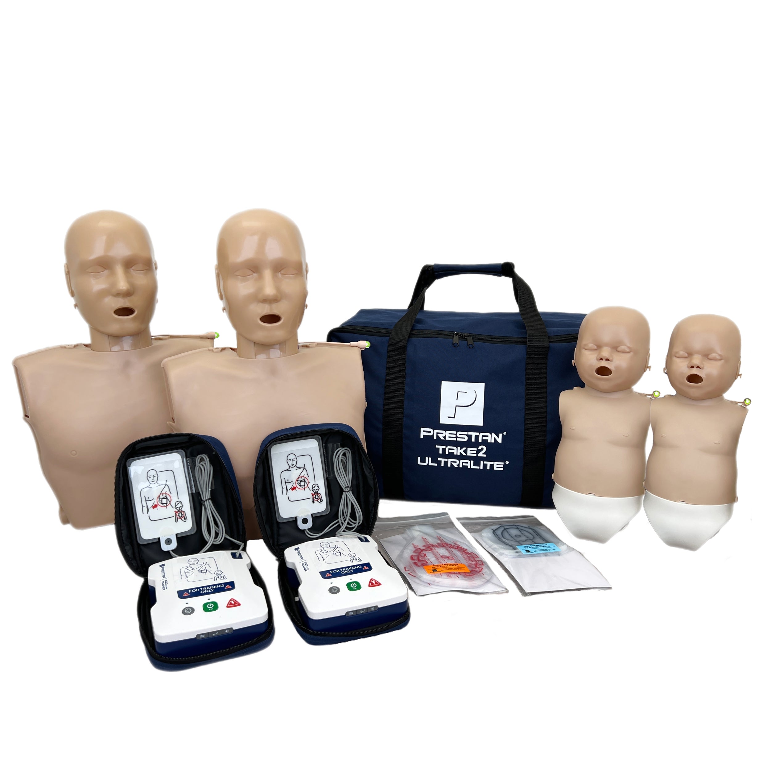 Prestan Take2 CPR Ultralite Manikin & AED Trainer Kit w/ Feedback, Medium Tone
