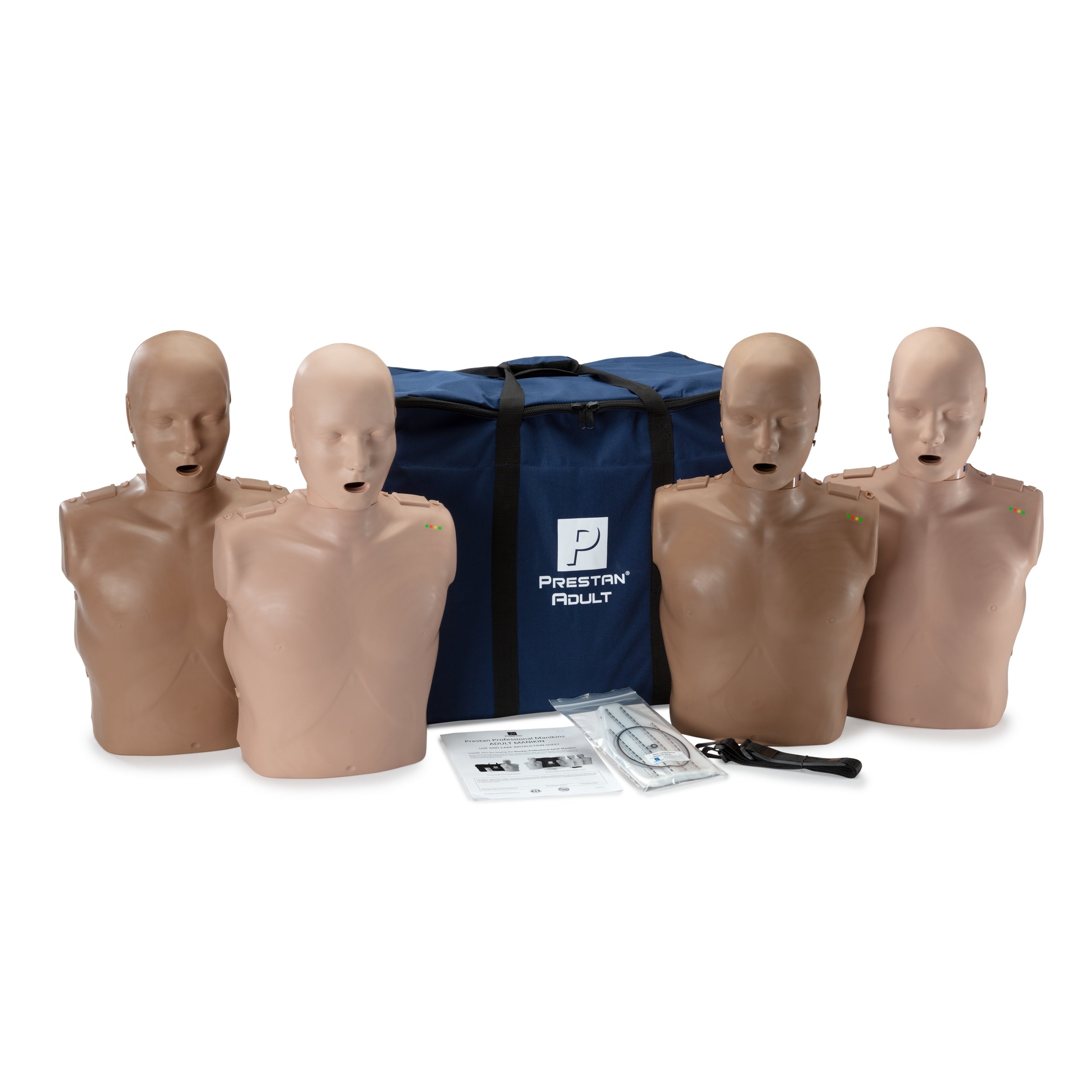 4-Pack Adult Diversity CPR Manikin WITH Feedback, MEDIUM TONE / DARK TONE, Prestan # PP-AM-400M-MSDS