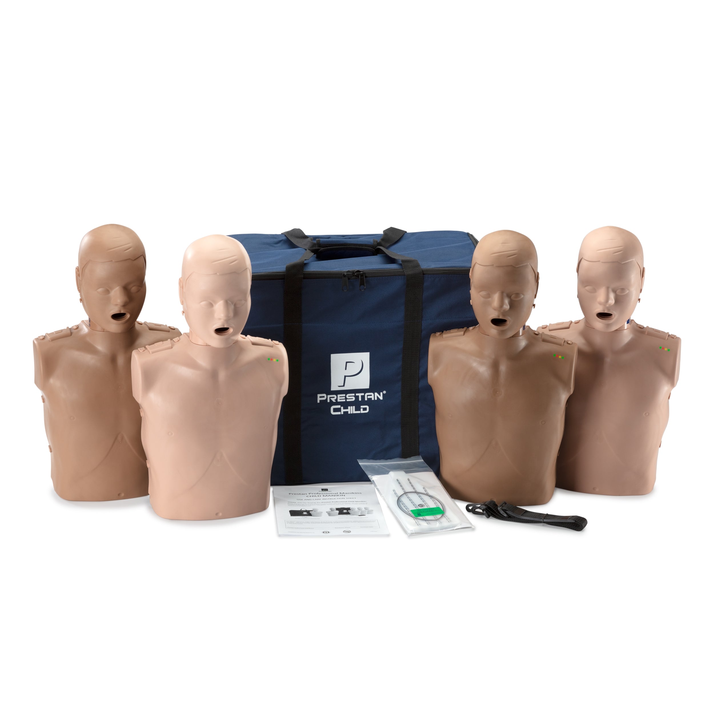 4-Pack Child Diversity CPR Manikin WITH Feedback, MEDIUM TONE / DARK TONE, Prestan # PP-CM-400-MSDS