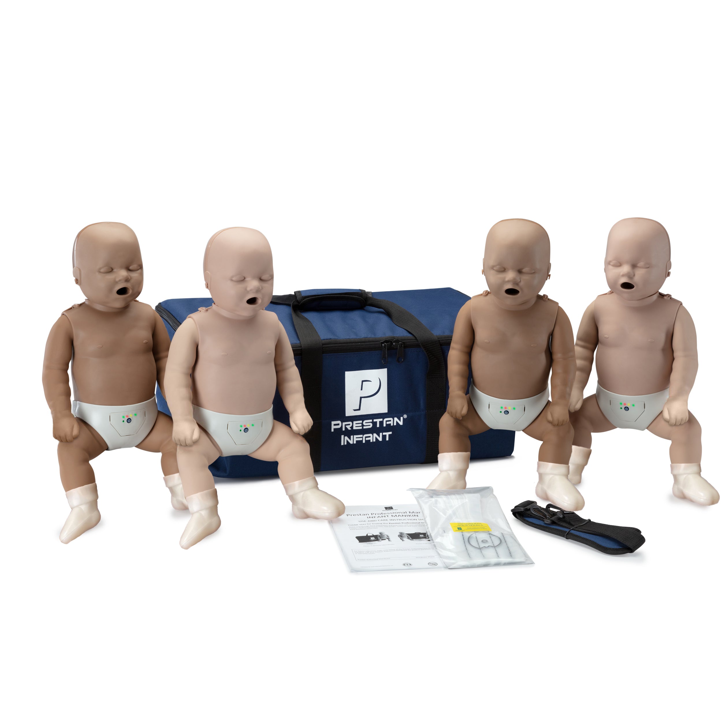 4-Pack Infant Diversity CPR Manikin WITH Feedback, MEDIUM TONE / DARK TONE, Prestan # PP-IM-400M-MSD