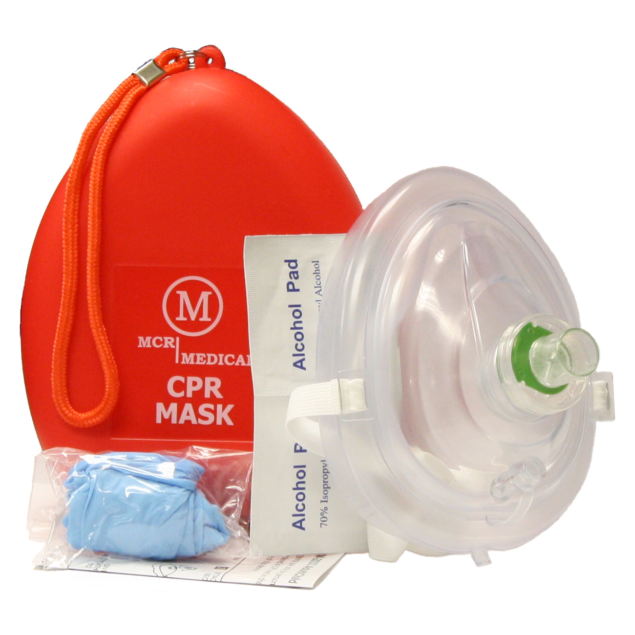 CPR Rescue Mask, Adult/Child, Hard Case w Wrist Strap, MCR