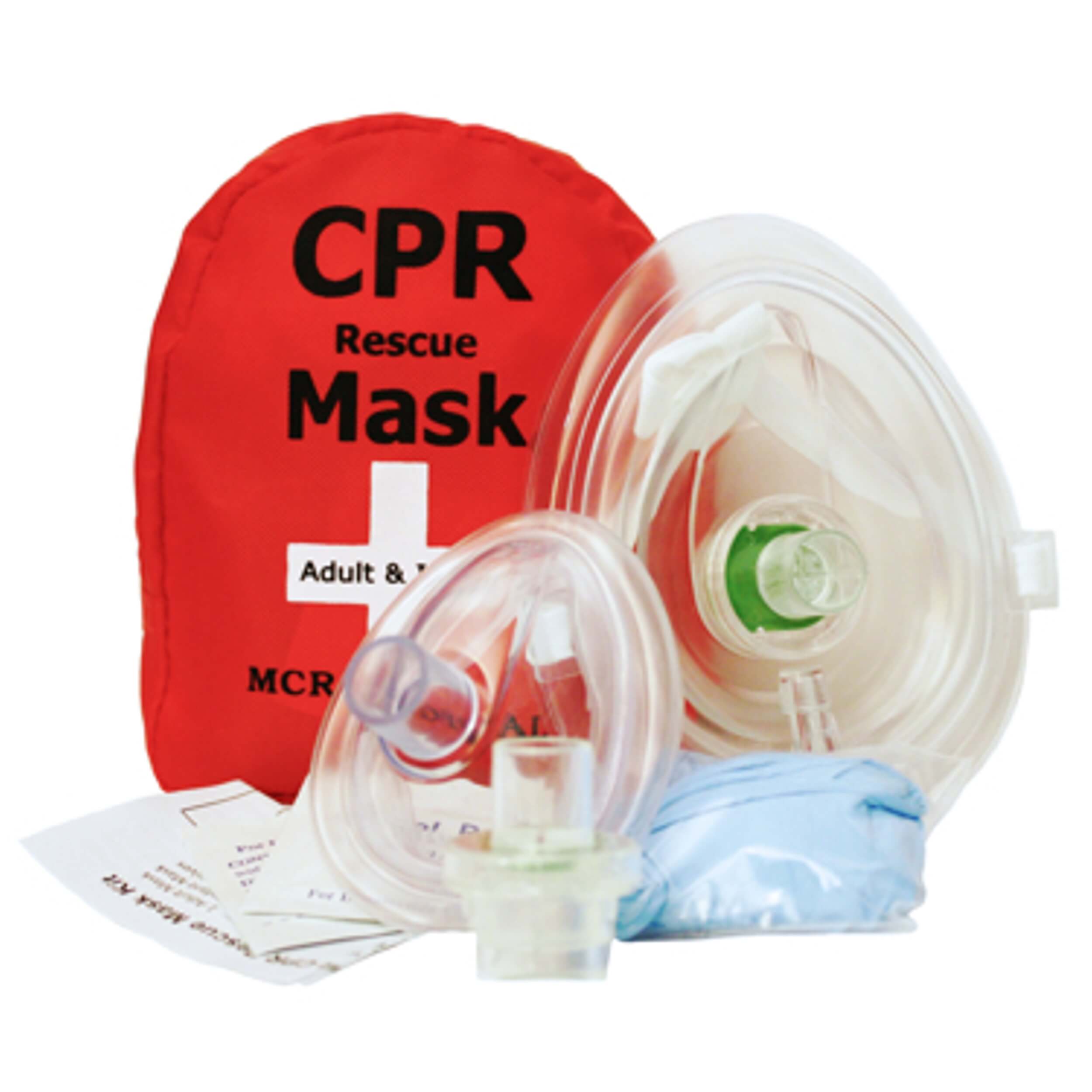 Pack of 10 CPR Masks, Adult/Child & Infant & 2 Valves, MCR Medical