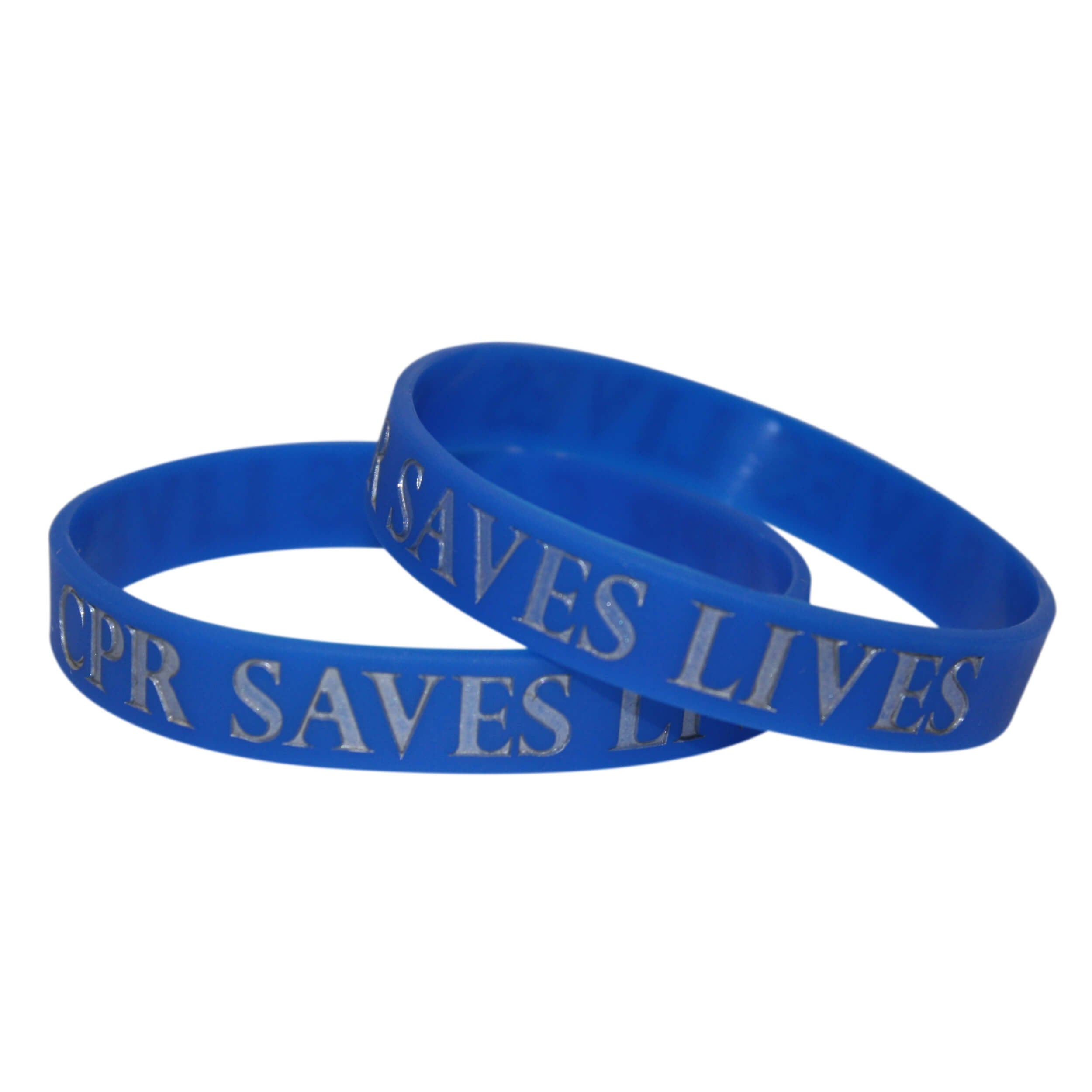 Pack of 200 Silicone Wrist Bands (CPR TRAINED / C-A-B 30:2 & CPR Saves Lives) - Blue