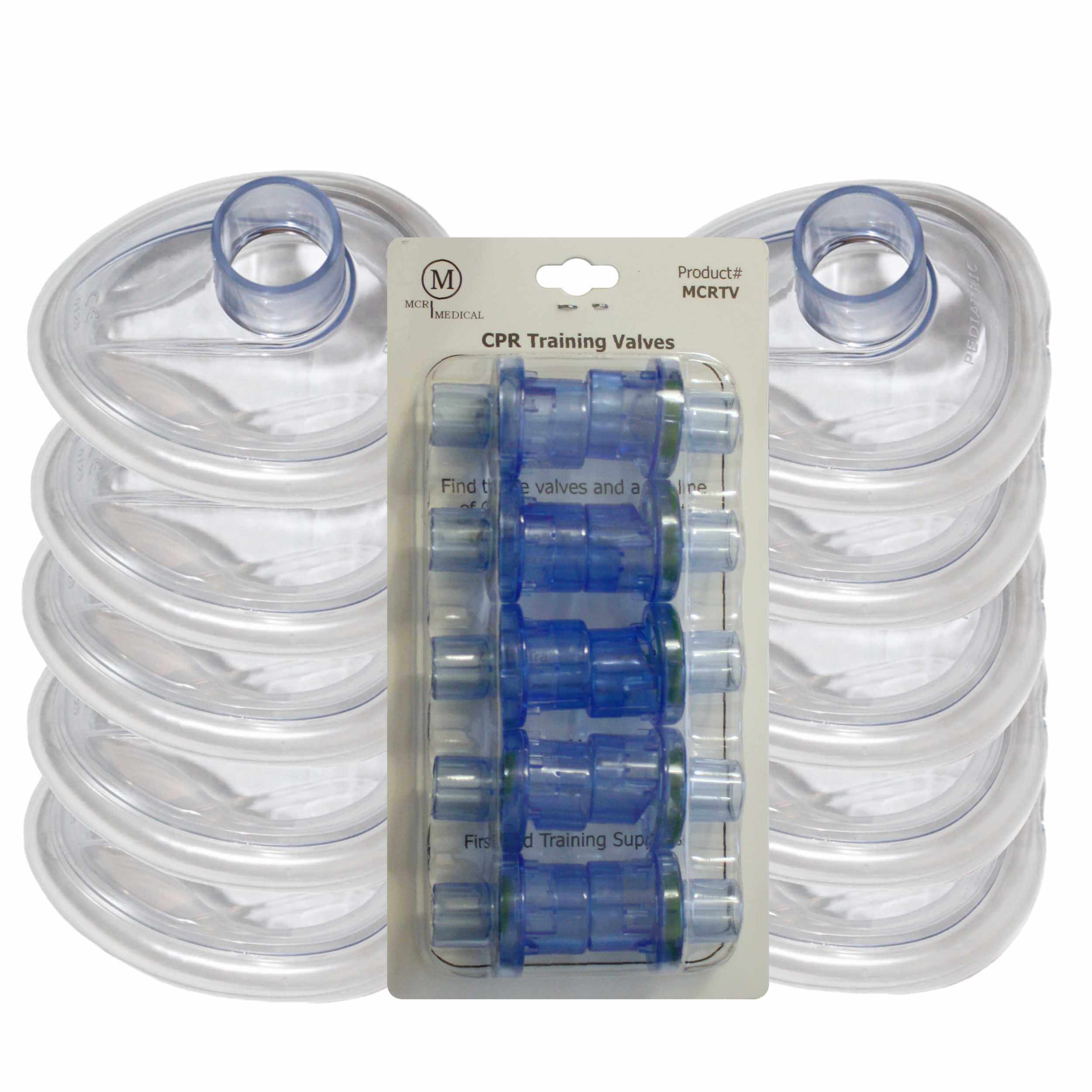 Pack of 10 ADULT Training CPR Masks with FREE Valves, MCR Medical